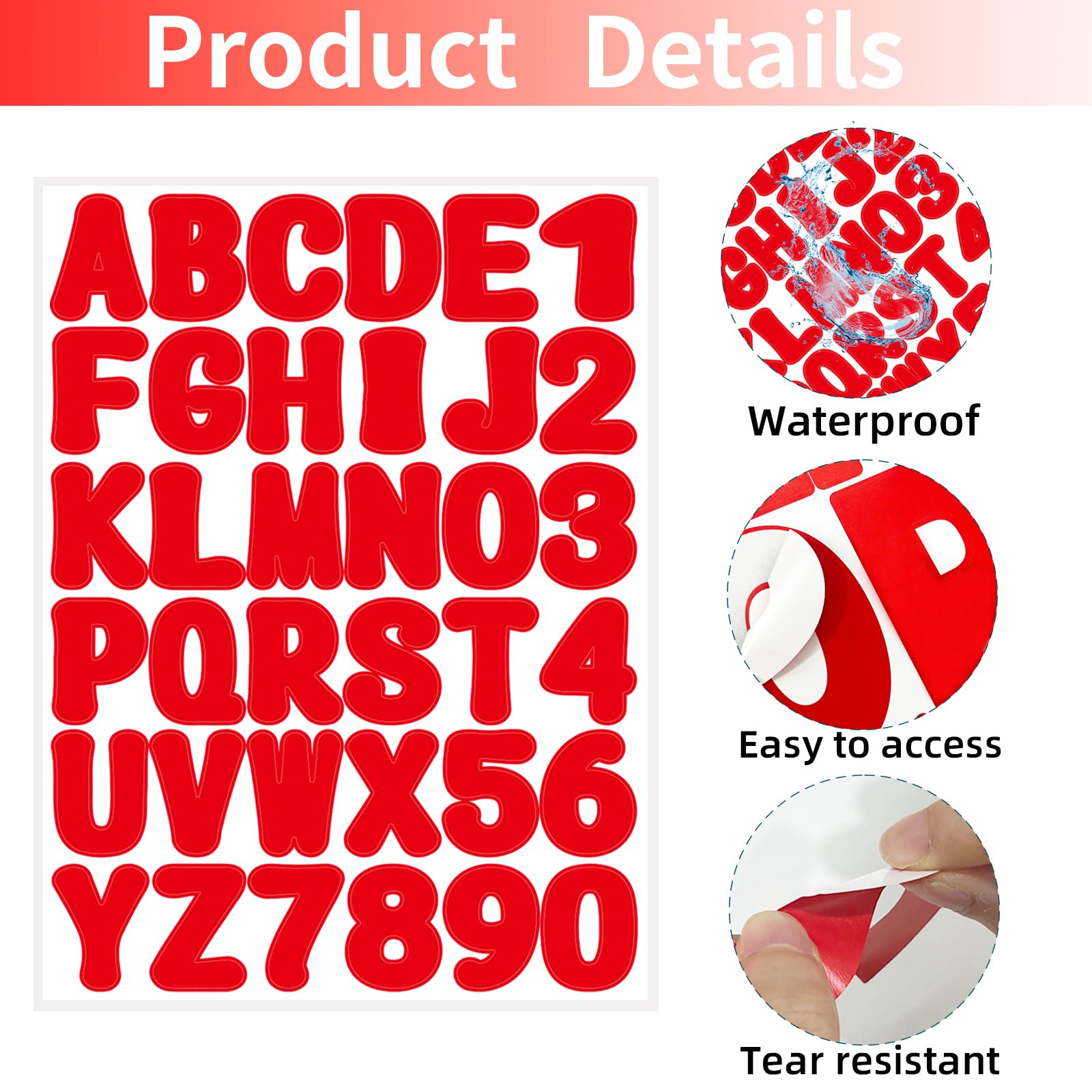 Starboling 2 Inch Red Alphabet Letter Stickers - 16 Sheets Self-Adhesive Vinyl Stickers for Mailbox Numbers, Bulletin Boards, Classroom & Home Decor - Perfect for DIY Projects, Scrapbooking & Organizing