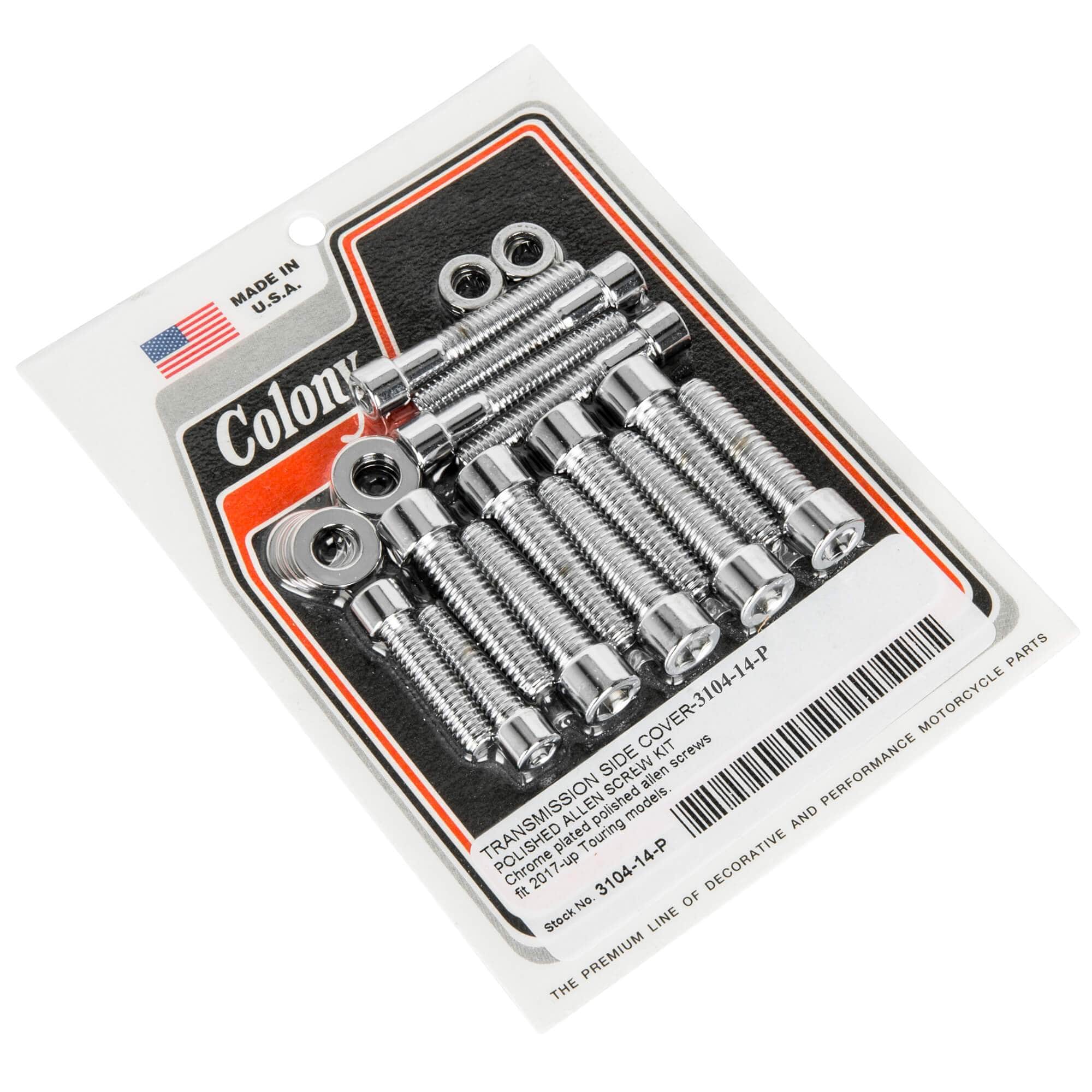 2017-2023 Harley Davidson Touring Transmission Side Cover Polished Allen Bolt Kit - Chrome Plated Replacement for #3104 14P - Perfect for Motorcycle Maintenance & Custom Upgrades