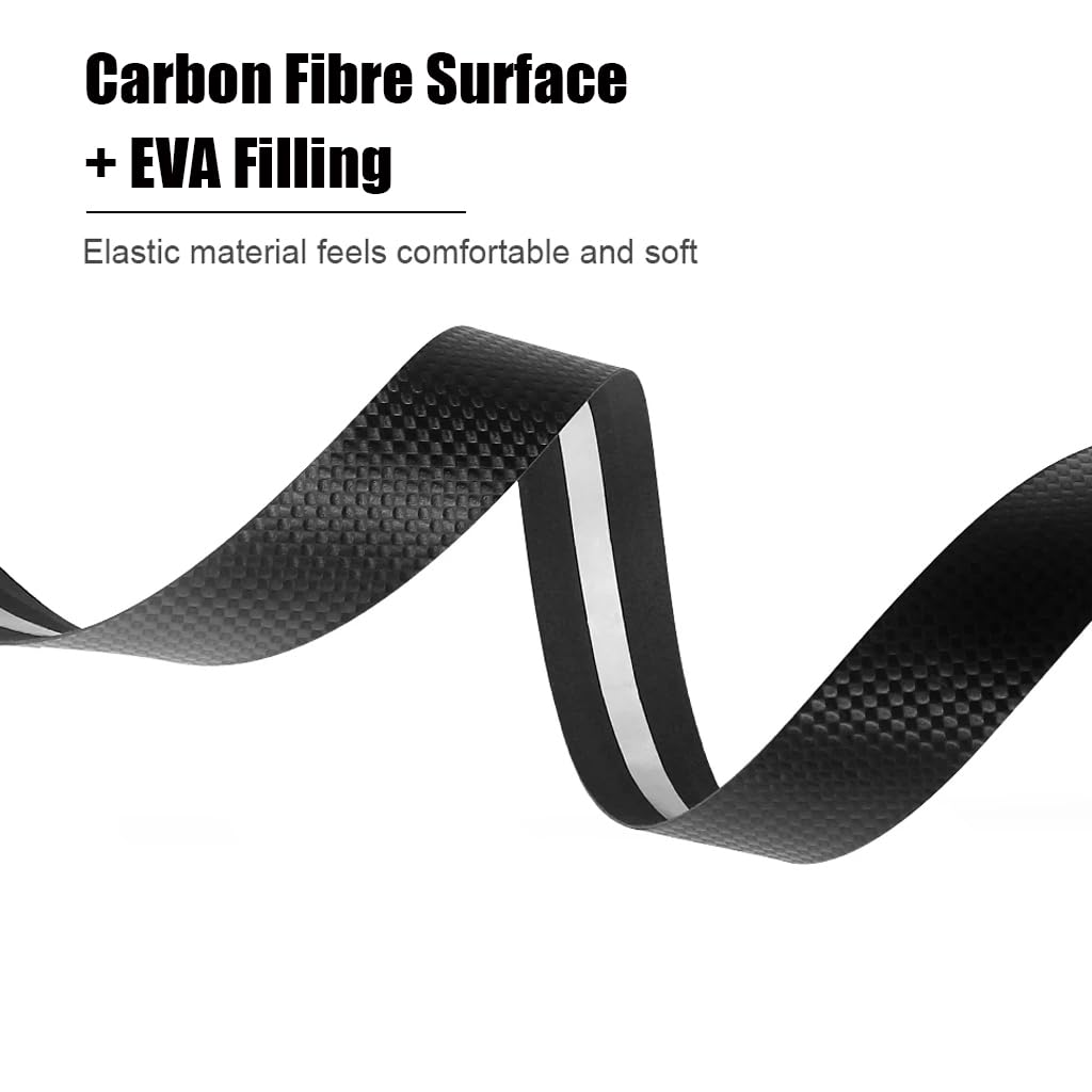 Premium Carbon Fiber Bike Handlebar Tape - EVA Foam Cycling Handlebar Wraps for Road Bikes (2 Rolls, Black) | Comfortable Grip & Vibration Dampening for Long Distance Rides & Racing