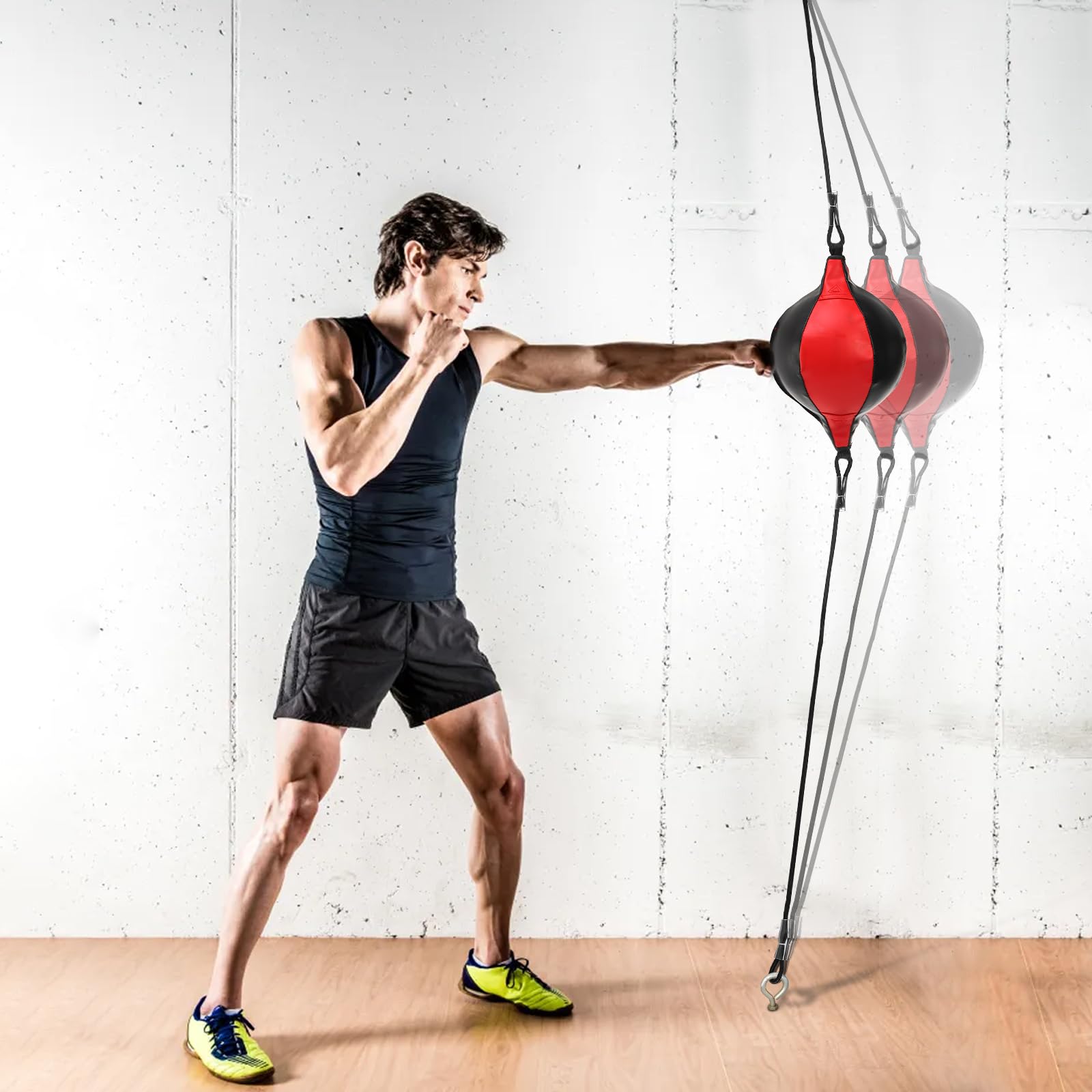 8 Pack Double End Boxing Punching Bag Set - PU Leather Speed Punching Ball for Men & Women - Reflex Training Equipment for Home Gym with Installation Hooks & Air Pump - Perfect for Boxing Practice, MMA Training, and Fitness Workouts