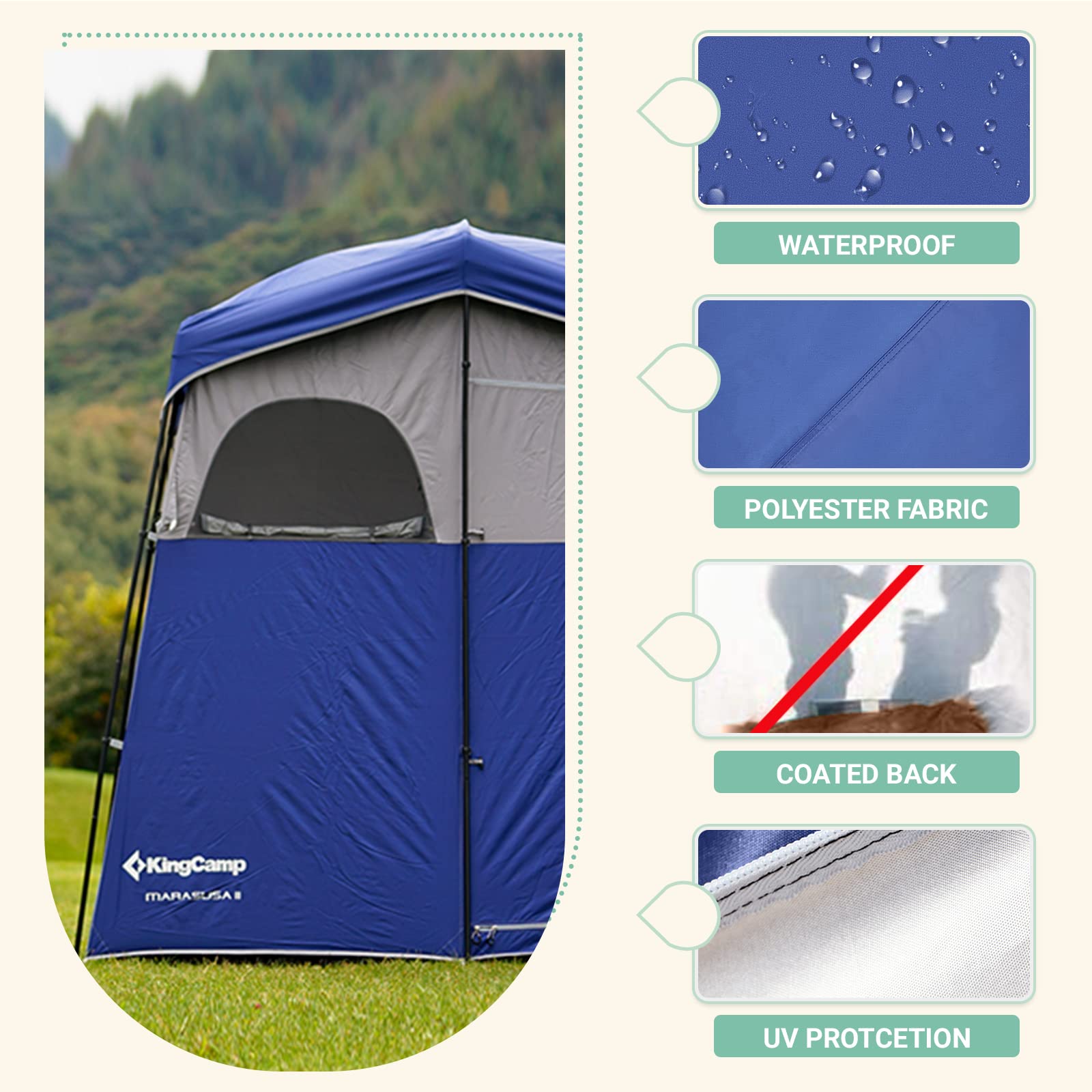 KingCamp Portable Camping Shower Tent with Waterproof Shower Bag - Lightweight Privacy Shelter for Outdoor Adventures, Beach, Hiking & RV Trips