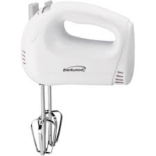BRENTWOOD HM-45 5-Speed Lightweight Hand Mixer - White | Perfect for Baking, Whipping, Mixing Dough & More | Compact Electric Handheld Mixer for Cakes, Cookies, Creams & Kitchen Essentials