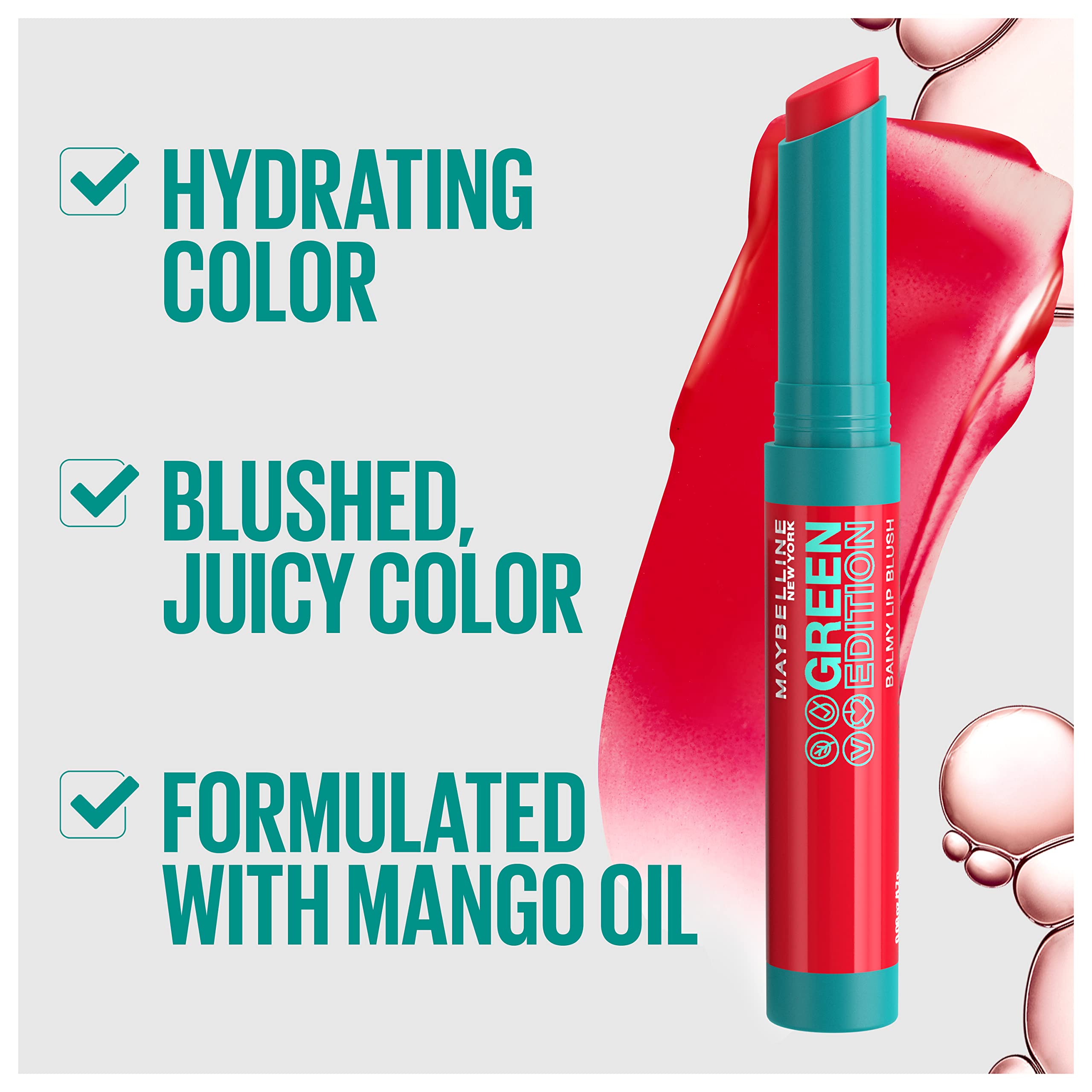 Maybelline Green Edition Balmy Lip Blush with Mango Oil - Lightning Cocoa Nude Tinted Lip Balm (1 Count) | Hydrating & Nourishing for Everyday Wear, Date Night & Natural Makeup Looks