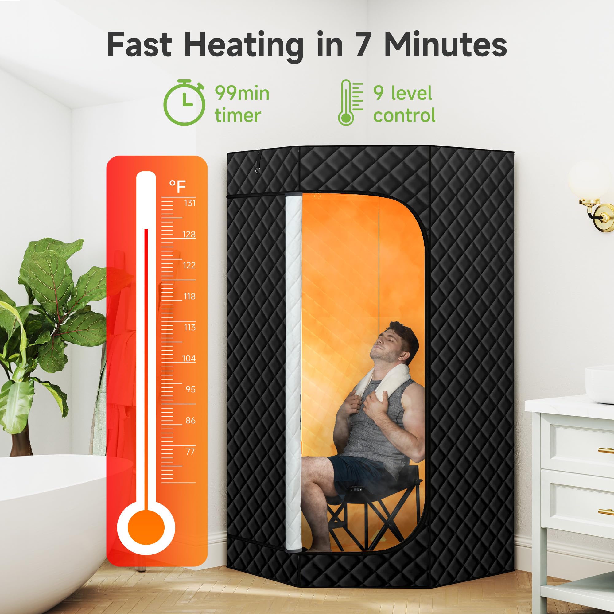 Real Relax Portable Steam Room for Home - 6.2FT Foldable Sauna Tent with 1500W Steamer, Remote Control & 6-Minute Fast Heating (3'x3'x6.2') | Perfect for Relaxation, Detox & Muscle Recovery at Home
