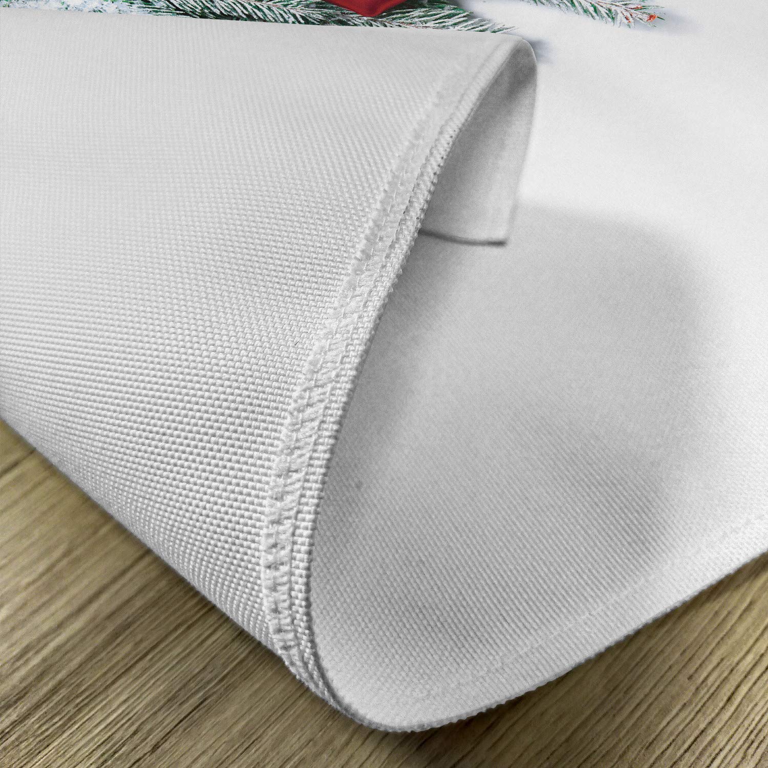 Ambesonne Christmas Placemats Set of 4 - Snowy Xmas Branch Design with Vibrant Baubles, Stars, Berries, Pinecones & Mistletoe - Washable Fabric Table Mats for Holiday Dining - Standard Size 12x18 Inches - Red & Green Christmas Decor - Perfect for Christmas Dinner, Holiday Parties & Festive Table Settings