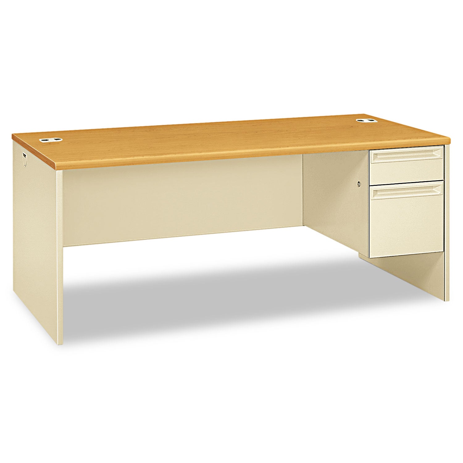38000 Series Right Pedestal Desk - 72W x 36D x 29.5H, Harvest/Putty Finish - Modern Office Desk for Home & Business Workspaces