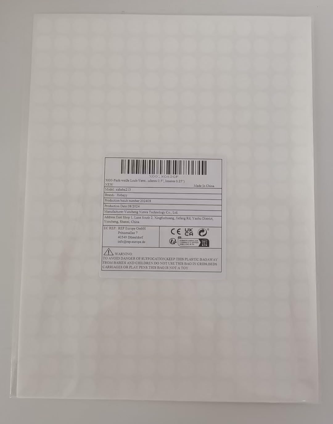 3000 Pack White Hole Punch Reinforcement Stickers - Durable Plastic Donut Labels for Loose Leaf Paper Protection (0.5