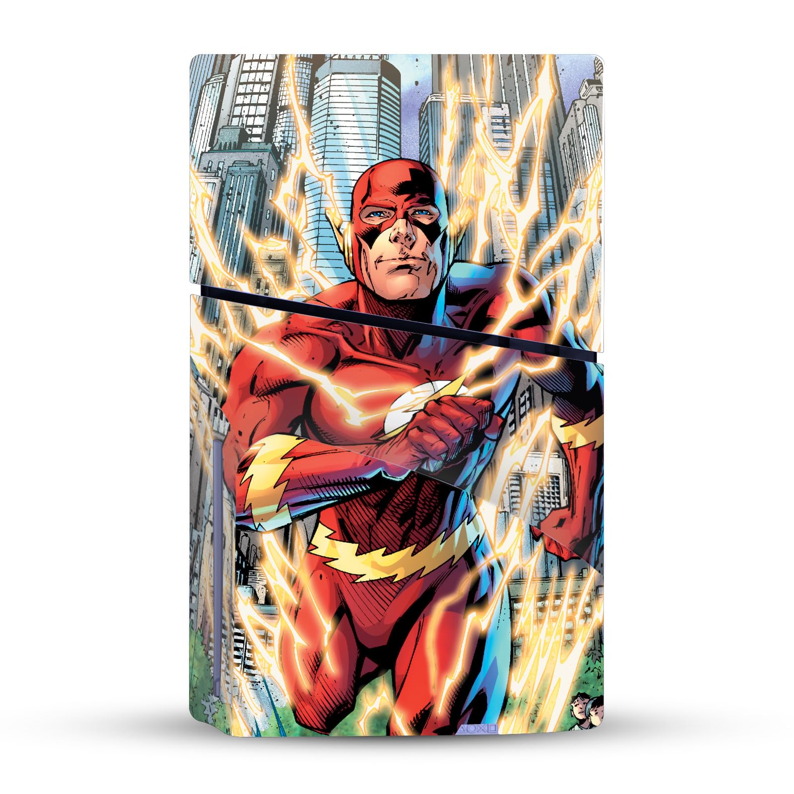 Official The Flash DC Comics Flashpoint Vinyl Skin Sticker for Sony PS5 Slim/PRO Disc Edition Console & DualSense Controller - Gaming Decal, Superhero Design, Durable Protection - Perfect for Gamers & DC Fans