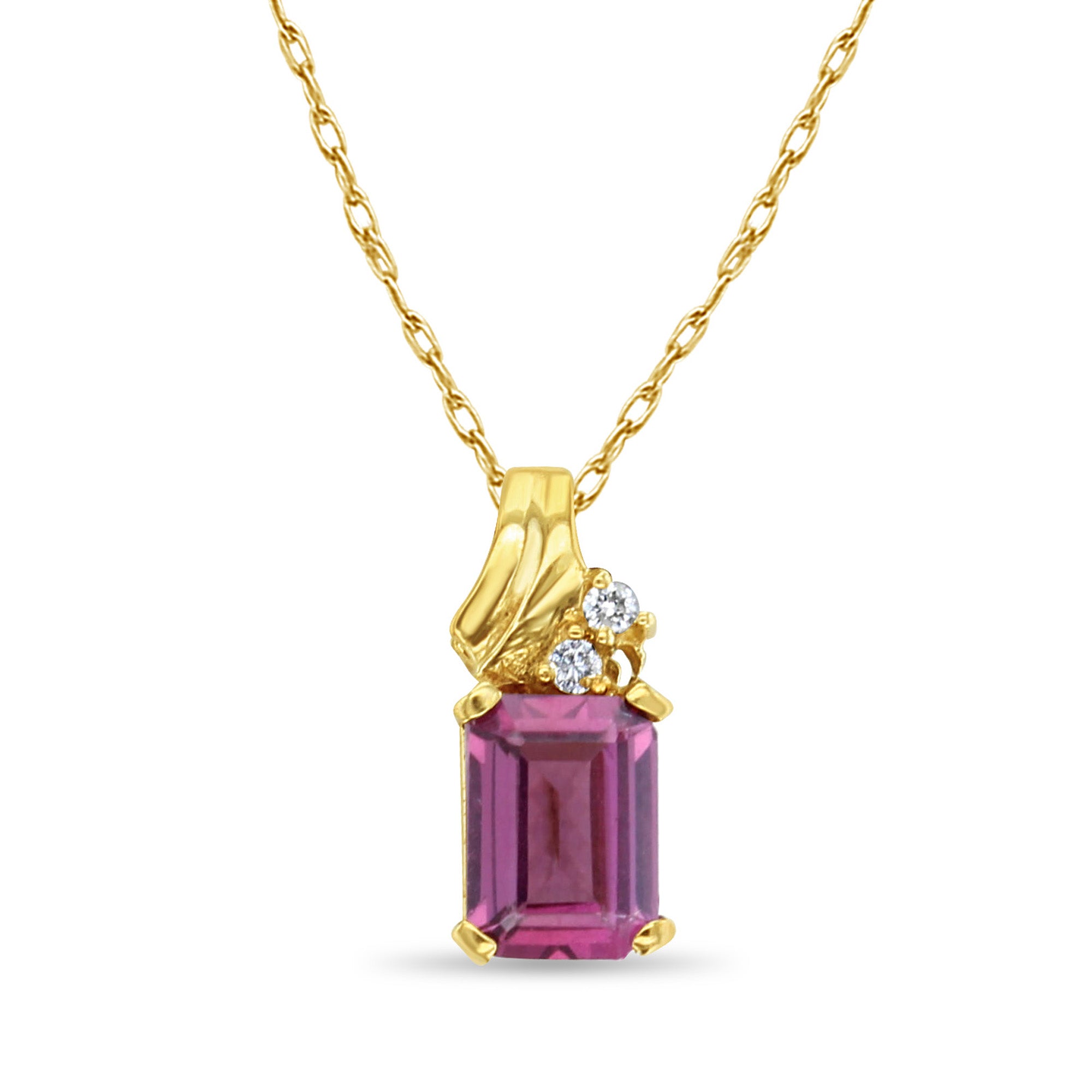 14k Yellow Gold Rhodolite Solitaire Necklace | Elegant Gemstone Jewelry for Women | Perfect for Weddings, Anniversaries & Special Occasions