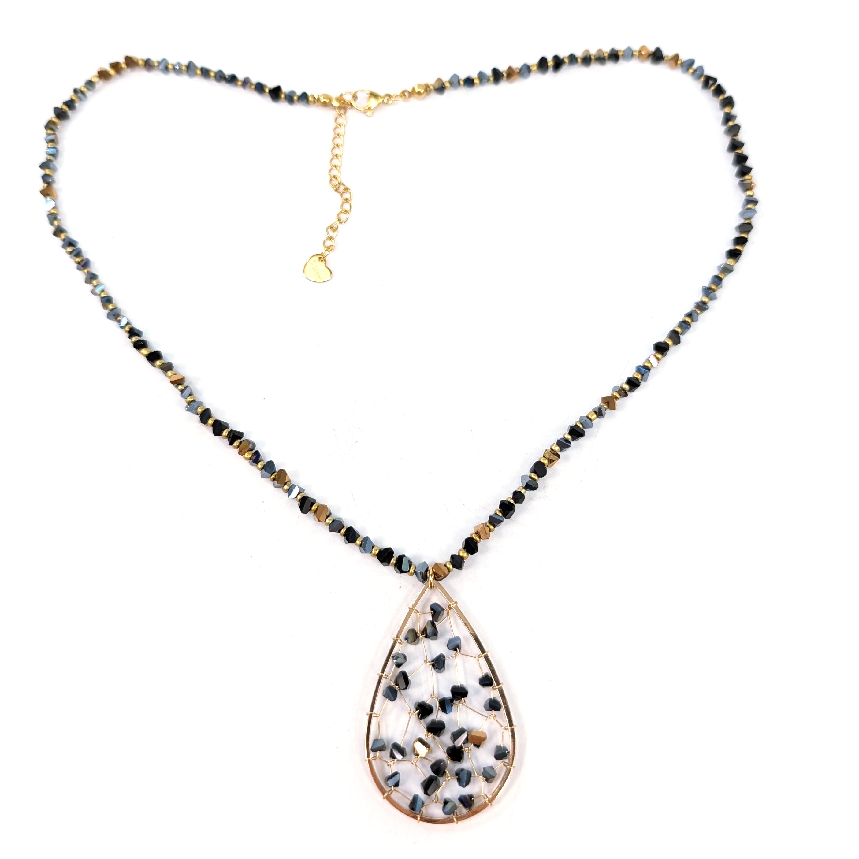 Elegant Black Tear Drop Crystal Necklace for Women - Perfect for Evening Parties, Weddings & Special Occasions