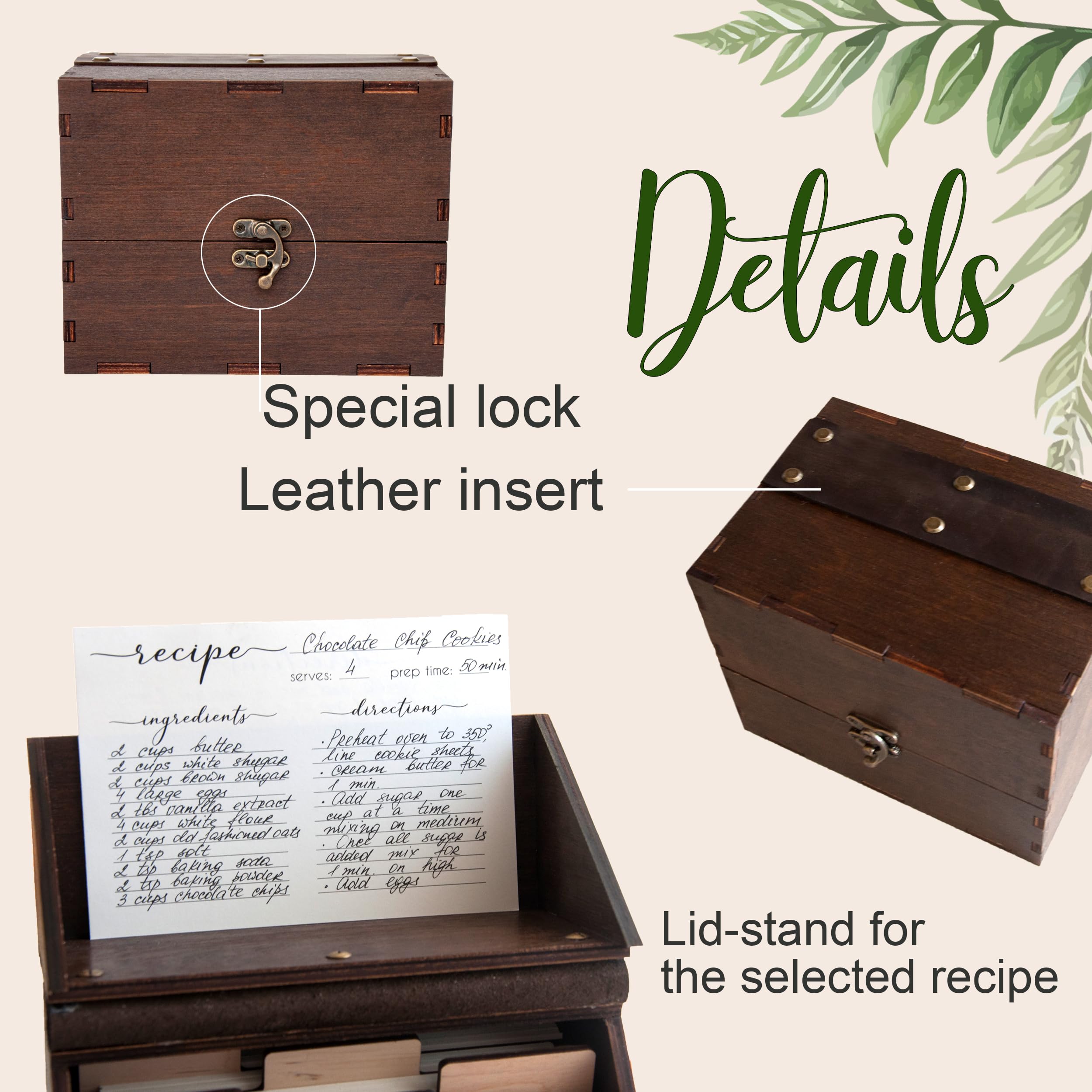 Personalized Wooden Recipe Box with Dividers & Cards - Custom Honeycomb Design Recipe Organizer - 4x6 or 5x7 Recipe Card Storage - Unique Bumble Bee Gift for Sister (Gift Message Option) - Perfect for Kitchen Organization, Wedding Shower Gift & Family Recipe Preservation