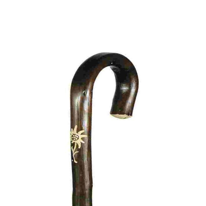 Handcrafted Edelweiss Carved Chestnut Wood Walking Stick - Perfect for Hiking, Travel & Outdoor Adventures
