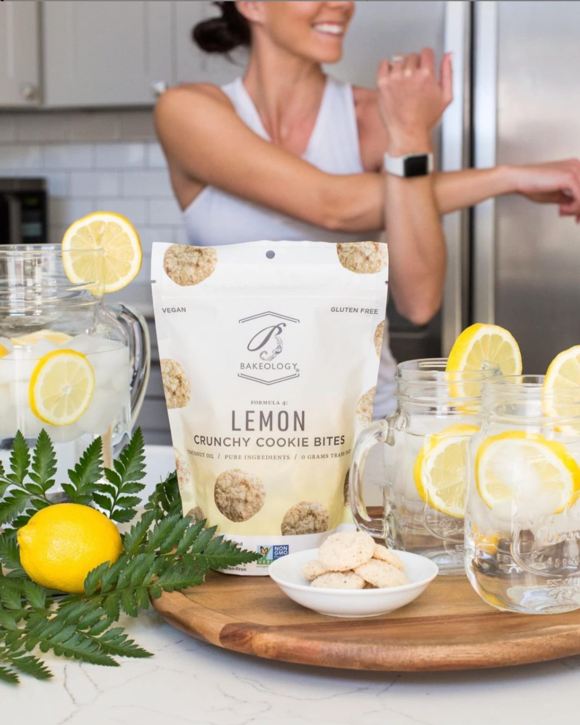Bakeology Gluten Free Vegan Lemon Cookies - Crunchy Mini Dairy Free Snacks - Plant Based Dessert Made with Coconut Oil & Pure Ingredients - Perfect for Healthy Snacking, Lunchboxes & Tea Time Treats