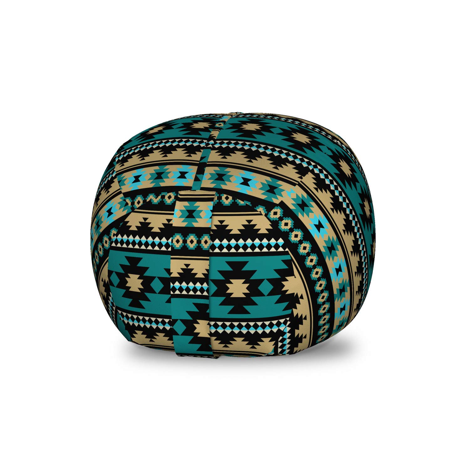 Ambesonne Teal Stripe Storage Toy Bag Chair - Aztec Inspired Ethnic Design, Washable Stuffed Animal Organizer for Kids Room, Small Multicolor Toy Storage Solution | Perfect for Playroom, Bedroom & Nursery Organization