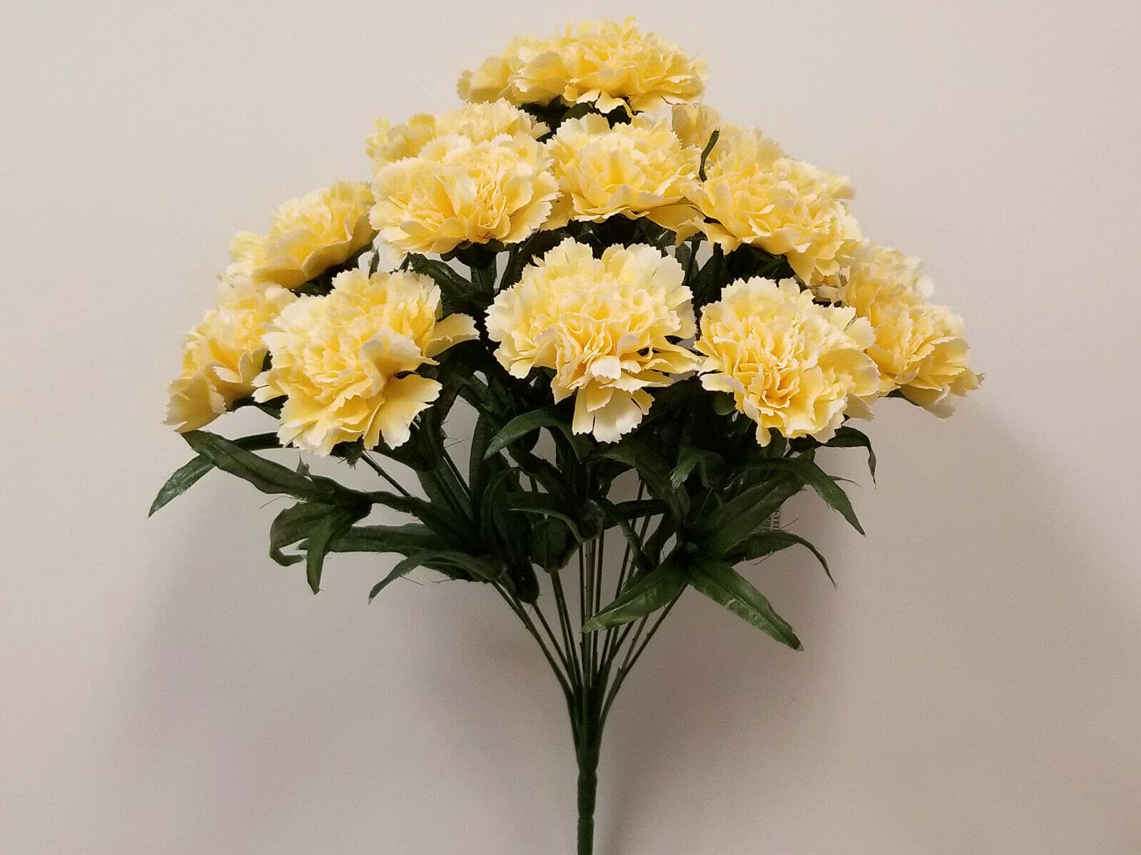 Yellow Carnation Bush Artificial Silk Flowers - Realistic Fake Floral Decor for Home, Wedding, Office & Party Arrangements