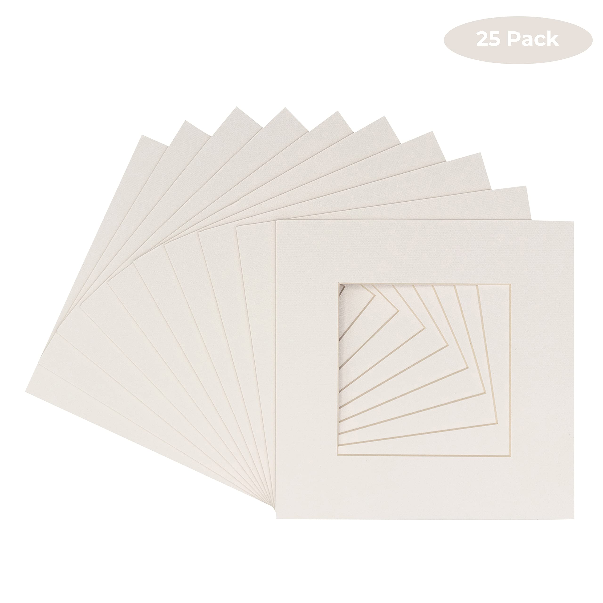 CountryArtHouse Acid-Free 20x20 Picture Frame Mats - White Textured with White Core Bevel Cut for 12x12 Photos | Fits Standard 20x20 Frames | Pack of 25 Mats with Protective Bags & Backings | Perfect for Scrapbooking, Photo Displays & Art Projects
