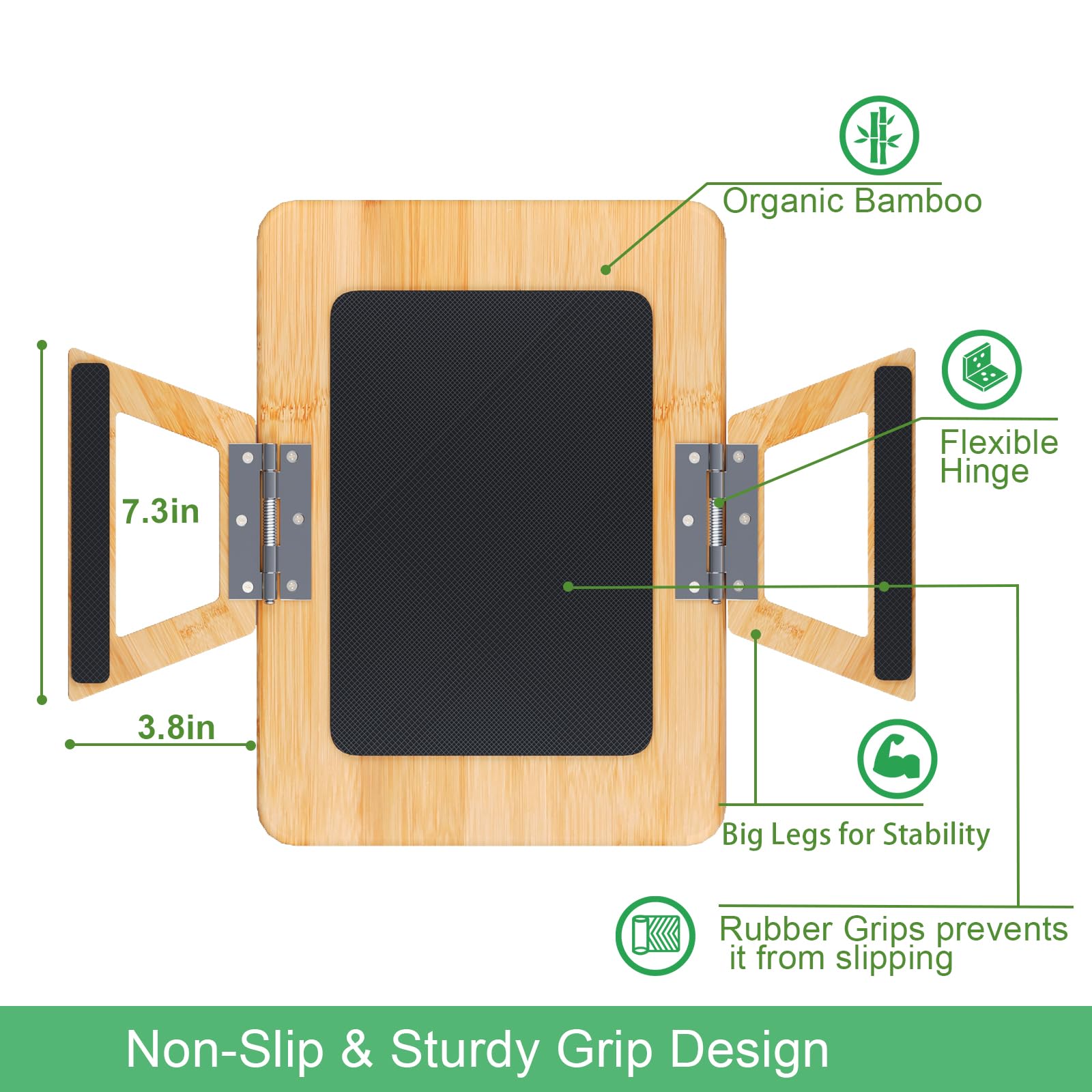 Bamboo Folding Sofa Tray with Clip - Couch Armrest Tray for Drinks, Snacks, Phone & Remote Control | Natural Wood | Perfect for Living Room, Bedroom & Home Office Use