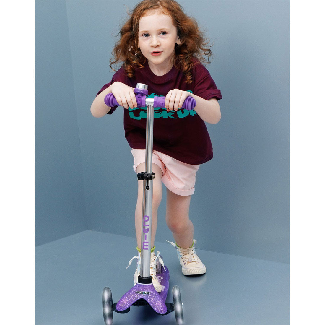 Micro Mini Deluxe Glitter 3-Wheel LED Scooter for Kids - Purple | Light Up Kick Scooter for Girls & Boys | Perfect for Outdoor Play, Commuting & Neighborhood Fun