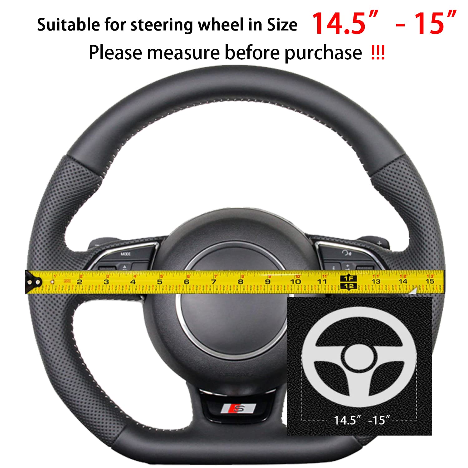 Premium Suede D-Shape Steering Wheel Cover - Non-Slip Leather Grip for Subaru WRX | 15 Inch Sporty Car Interior Upgrade | Perfect for Men & Women | Great for Daily Commutes & Road Trips