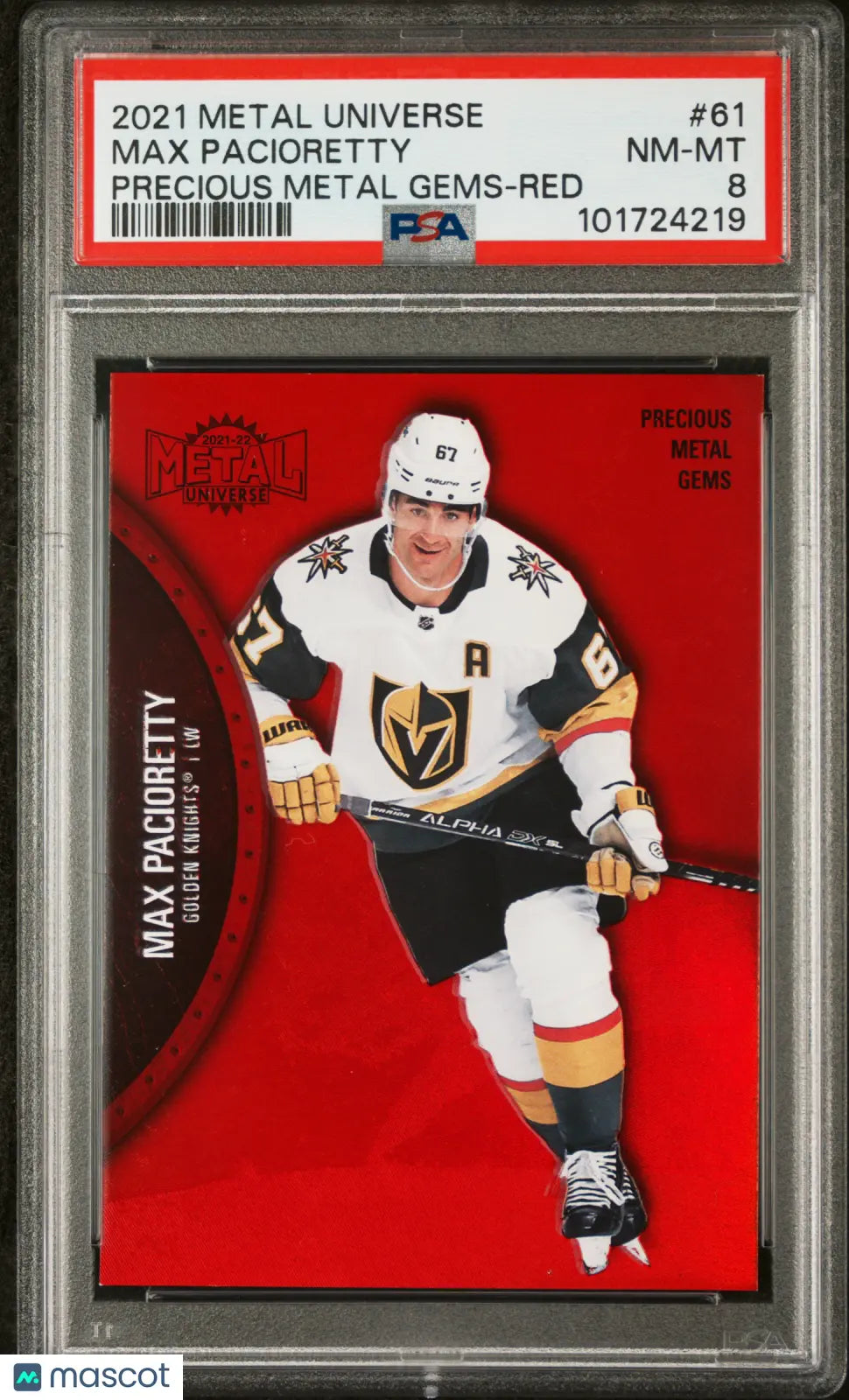 2021-22 Skybox Metal Universe Max Pacioretty Precious Metal Gems Red PSA 8 /100 Hockey Trading Card - Rare Collectible for NHL Fans & Sports Memorabilia Enthusiasts