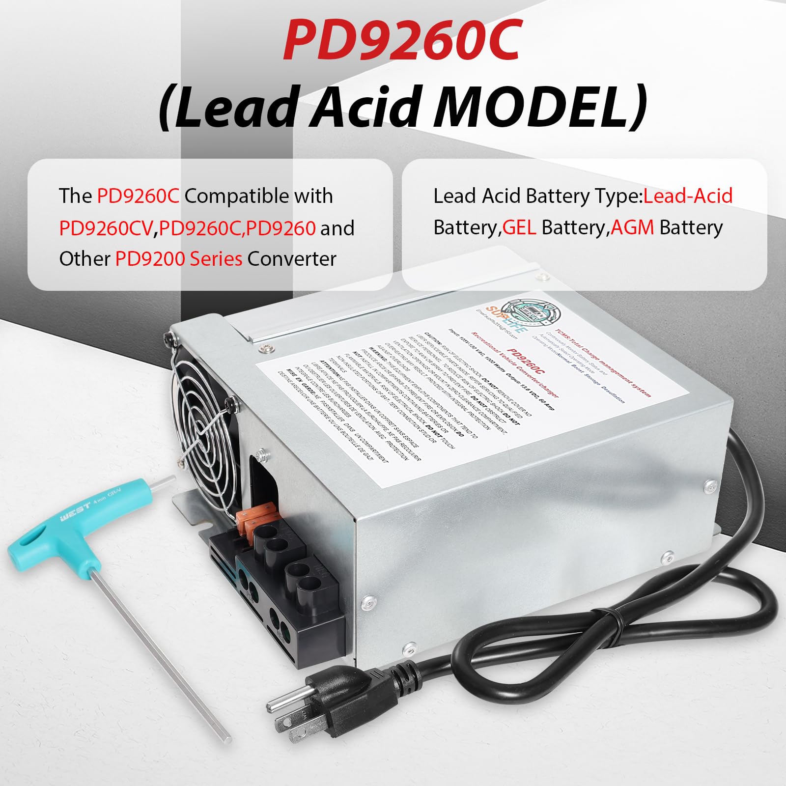 60 Amp RV Power Converter - Compatible with PD9260C, PD9260CV & PD9200 Series | 4-Stage Smart Charger for Lead Acid Batteries | Intelligent Cooling Fan | Perfect for RV, Camper & Travel Trailer Power Conversion