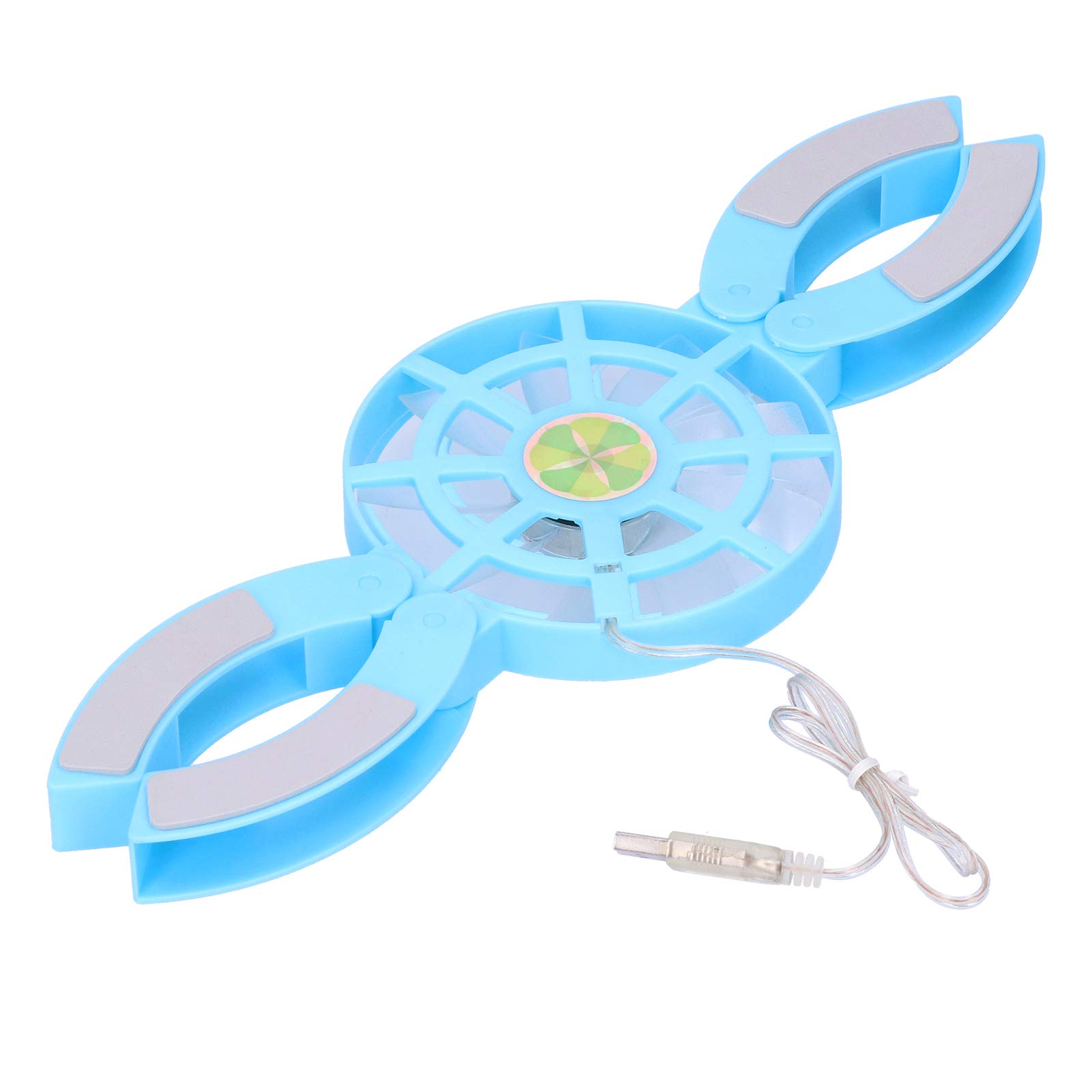 DR?S04 Folding Laptop Cooling Pad with Double Fans, Strong Wind, 12 Anti-Skid Pads & Blue LED Light - Ideal for Gaming, Office, and Home Use