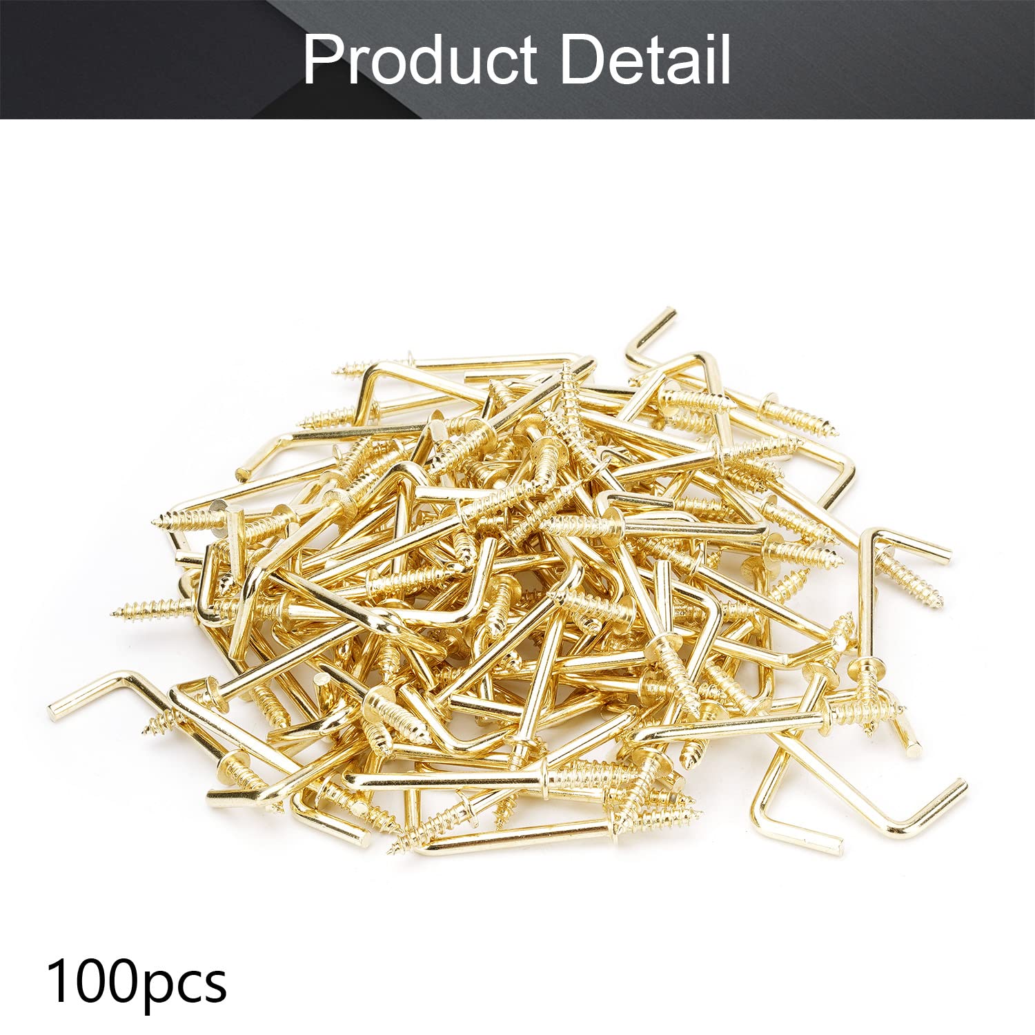 MroMax 100Pcs Brass Screw-in Hooks - 1-1/2