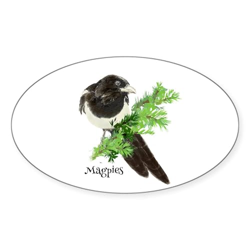 White - Curious Watercolor Magpie Bird Nature Art Sticker