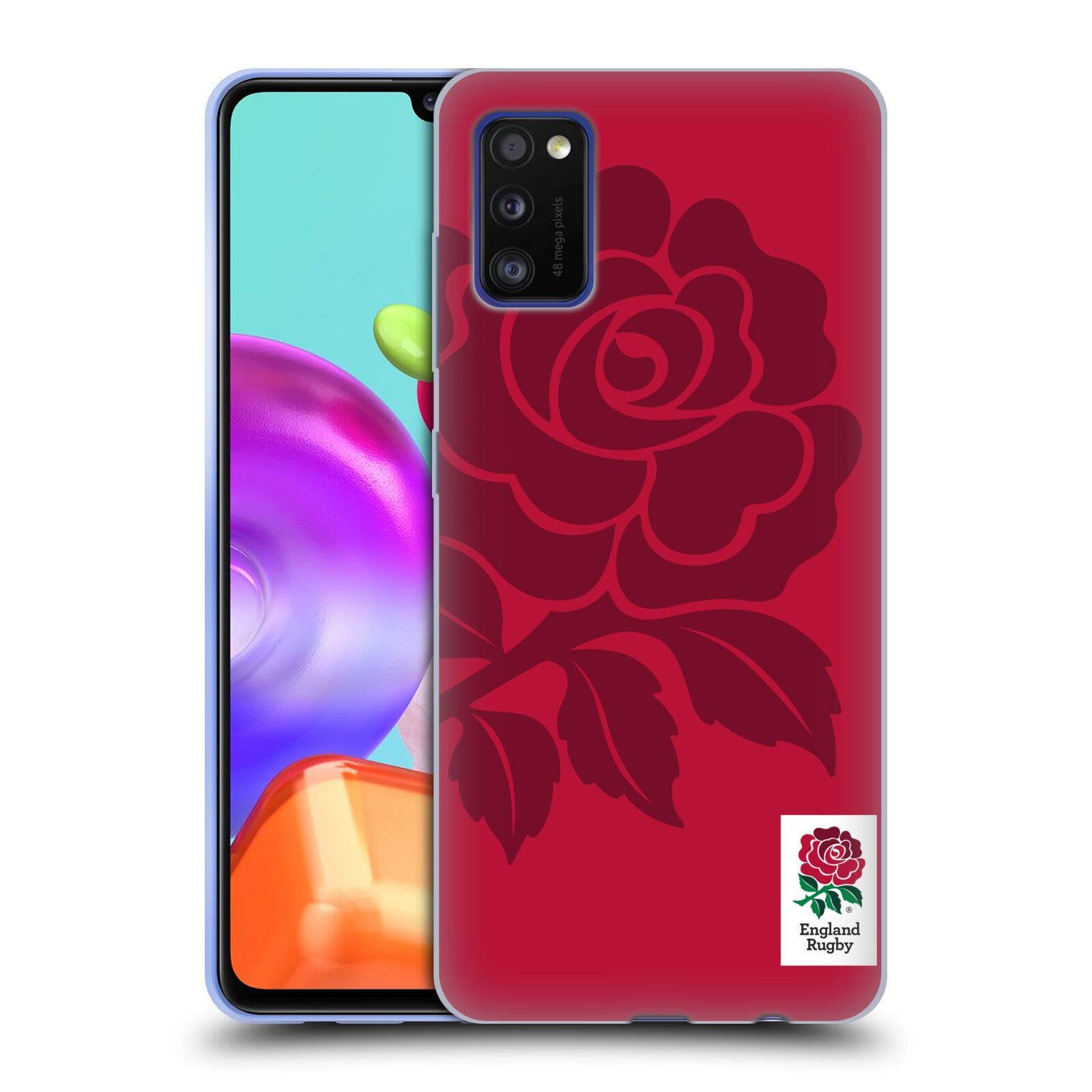 Officially Licensed England Rugby Union Mono Rose 2016/17 Soft Gel Phone Case for Samsung Galaxy A41 (2020) - Durable Protective Cover with Stylish Rose Design, Perfect for Rugby Fans and Sports Enthusiasts