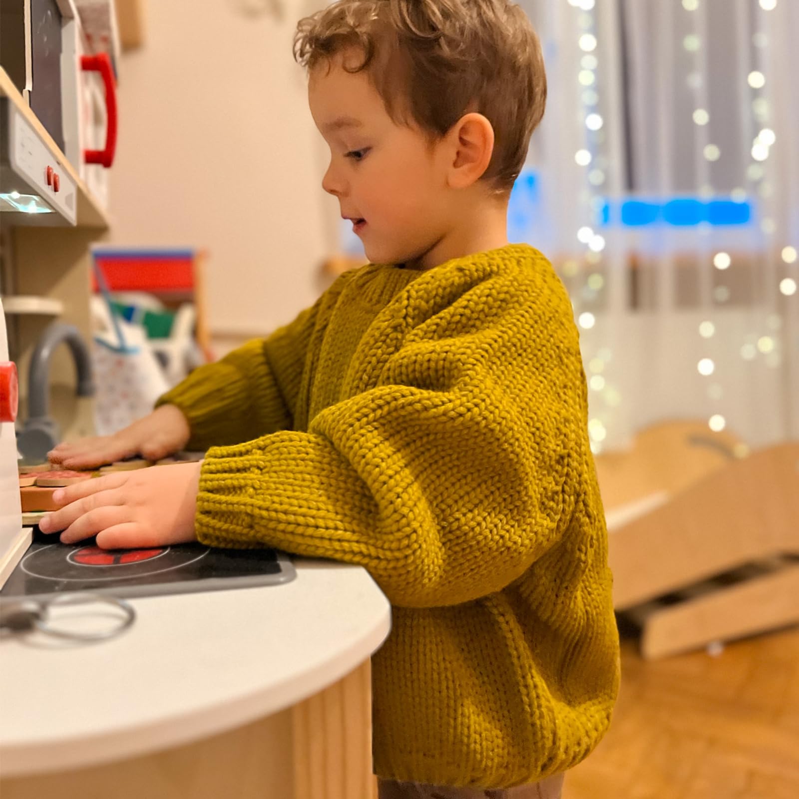 Volunboy Baby Knit Sweater - Soft Cotton Crochet Long Sleeve Pullover for Boys & Girls | Cozy Fall Winter Toddler Clothes for Playdates, Family Photos & Holiday Outfits