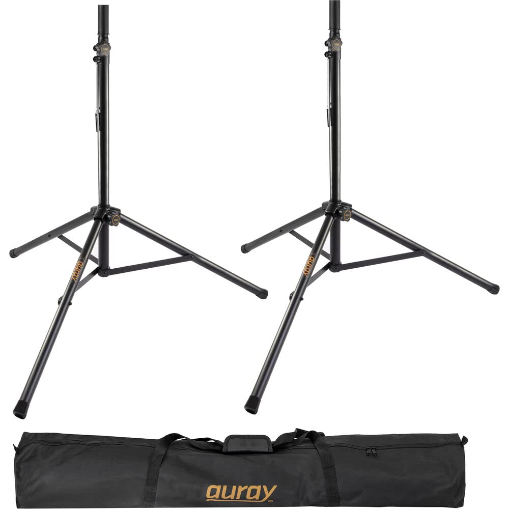Mackie Thump210XT 1400W 10-Inch Powered PA Speaker System (2-Pack) with XLR Cables & Auray SS-47S-PB Adjustable Steel Speaker Stands - Perfect for Live Performances, DJ Gigs, and Outdoor Events