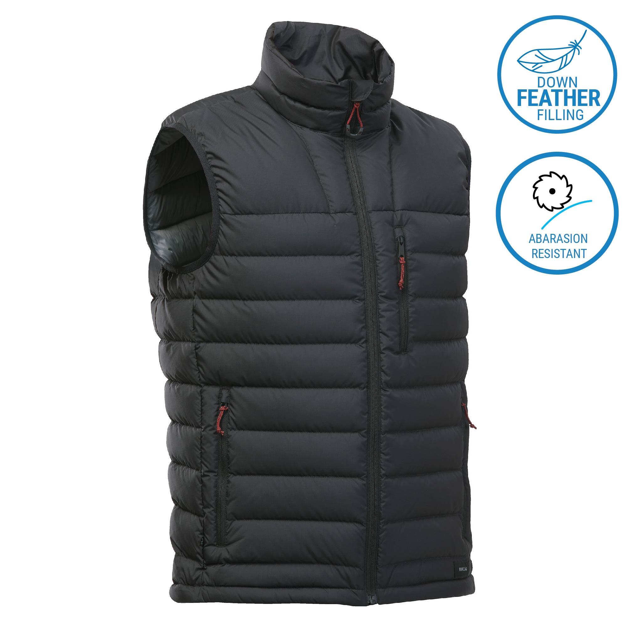 Forclaz Men's MT500 Down Puffer Vest - Lightweight Warm Winter Jacket for Outdoor Hiking & Camping