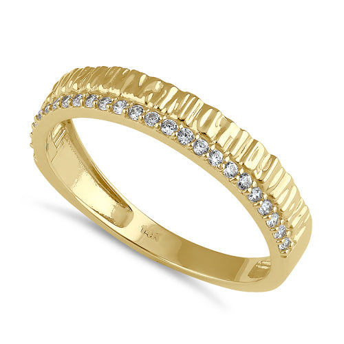 14K Solid Gold Hammered CZ Engagement Ring for Women - Perfect for Proposals, Weddings & Anniversary Gifts