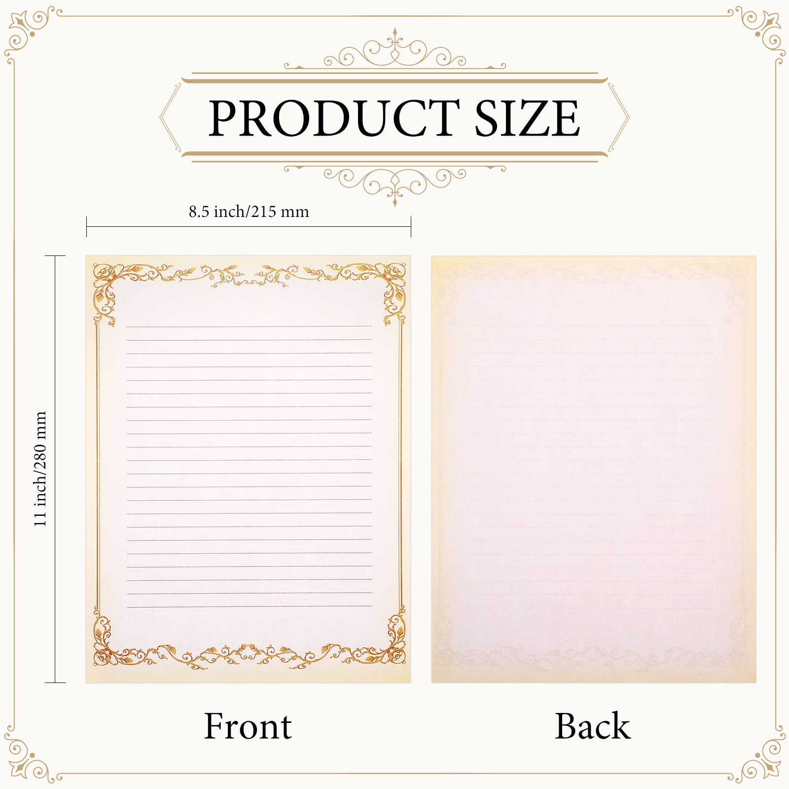 Vintage Lined Stationery Paper - 200 Sheets Antique Letter Writing Paper with Ruled Lines, 8.3 x 11 Inch - Perfect for Poems, Lyrics, Notes & Creative Writing - Ideal for Journaling, Calligraphy & Handwritten Letters