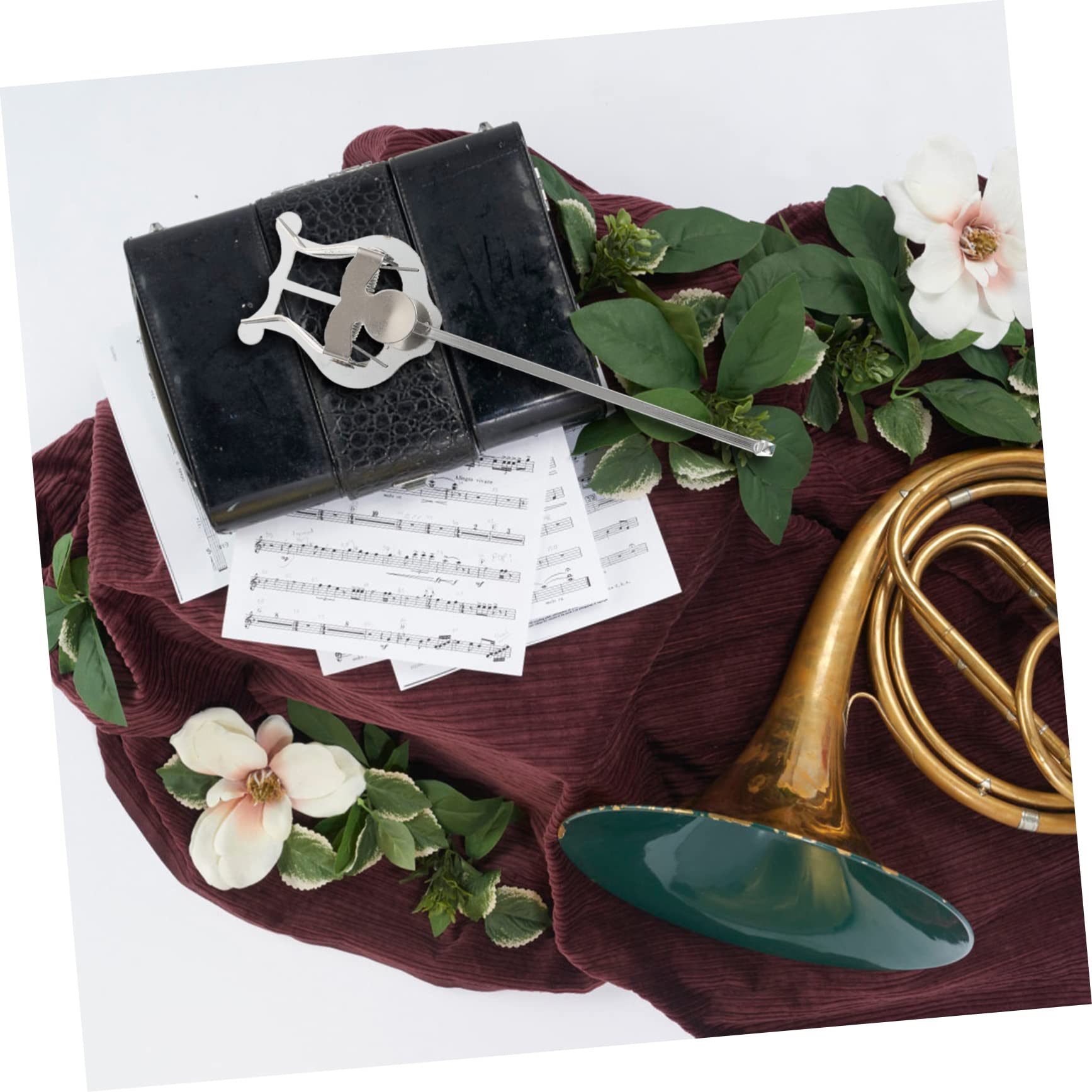 SUPVOX Trumpet Lyre Stand - Portable Sheet Music Holder for Clarinet, French Horn & Marching Band - Durable Iron Silver Clip Book Holder - Perfect for Practice, Performances & Outdoor Concerts