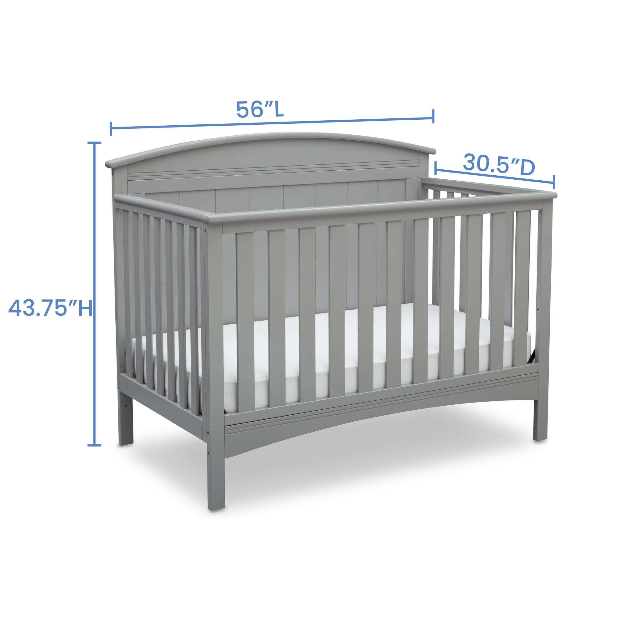 Delta Children Archer 4-in-1 Convertible Crib in Grey with Serta Perfect Slumber Dual-Sided Eco-Friendly Crib Mattress - Nursery Furniture Set for Baby & Toddler | Safe Sleep Solution for Newborns to Big Kids