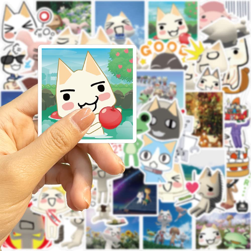 50Pcs Cute Toro Inoue Cat Stickers - Waterproof Vinyl Decals for Laptop, Water Bottle, Bike, Skateboard, Luggage, Computer, Snowboard - Perfect Gift for Kids, Girls & Teens - Fun DIY Decoration for School, Office & Travel Accessories