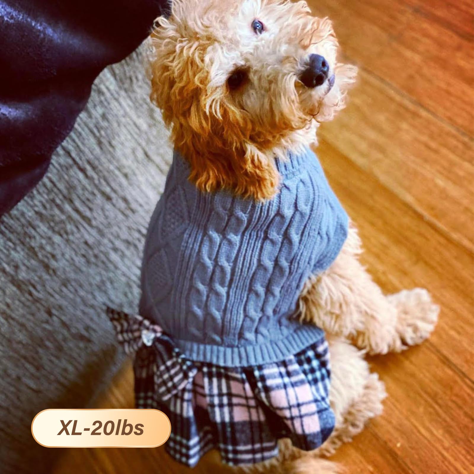 KYEESE Stretchy Comfy Dog Sweater for Medium Dogs - Cozy Turtleneck Pet Sweater with Bowtie, Perfect for Winter Outfits & Indoor Comfort