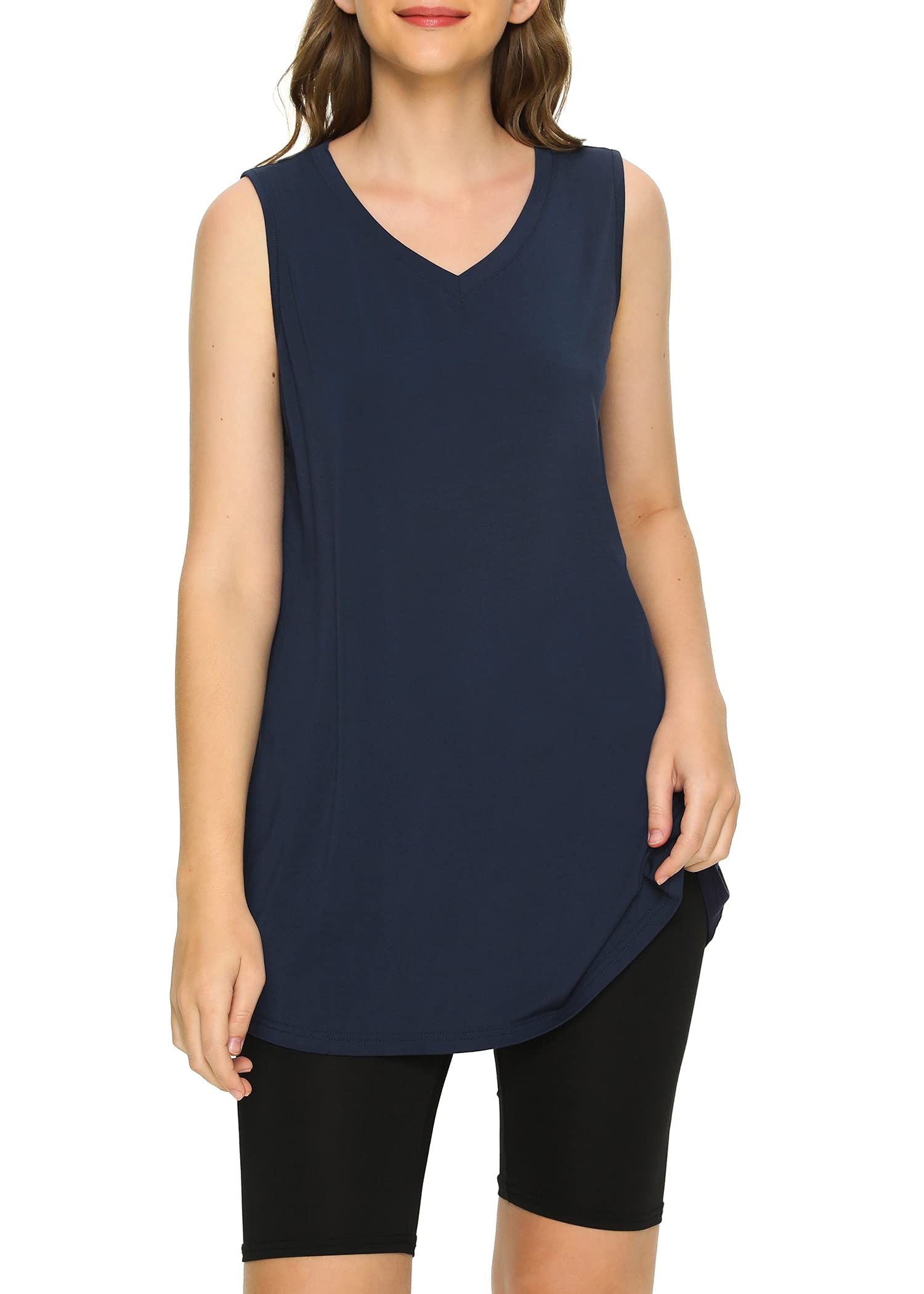 Women's Bamboo Viscose Sleeveless Tunic Top - Soft Flowy Pajama Tank for Sleep & Lounge - Perfect for Yoga, Travel & Summer Comfort