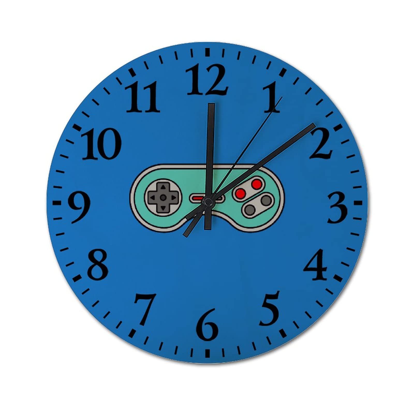 Vintage Style Wooden Wall Clock with Retro Video Game Controller Design - 60cm Round Decorative Clock for Living Room, Kitchen, Bedroom & Office | Perfect for Gamers Room Decor and Unique Home Gifts