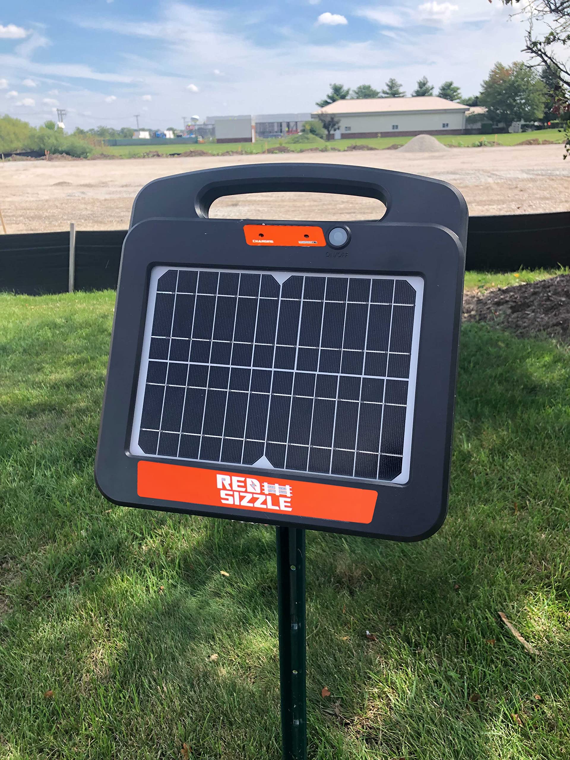 Solar Powered Electric Fence Charger - Red Sizzle 9S 1.35 Joule Energizer for Livestock Security | Weatherproof Solar Fence Controller for Farms, Ranches & Animal Containment