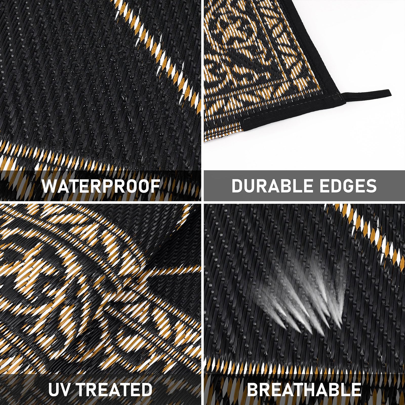 6'x9' Waterproof Reversible Outdoor Rug - HiiARug Plastic Straw Patio Mat for Camping, RV, Deck, Backyard | Durable & Easy to Clean | Perfect for Outdoor Gatherings, Picnics, and Beach Trips