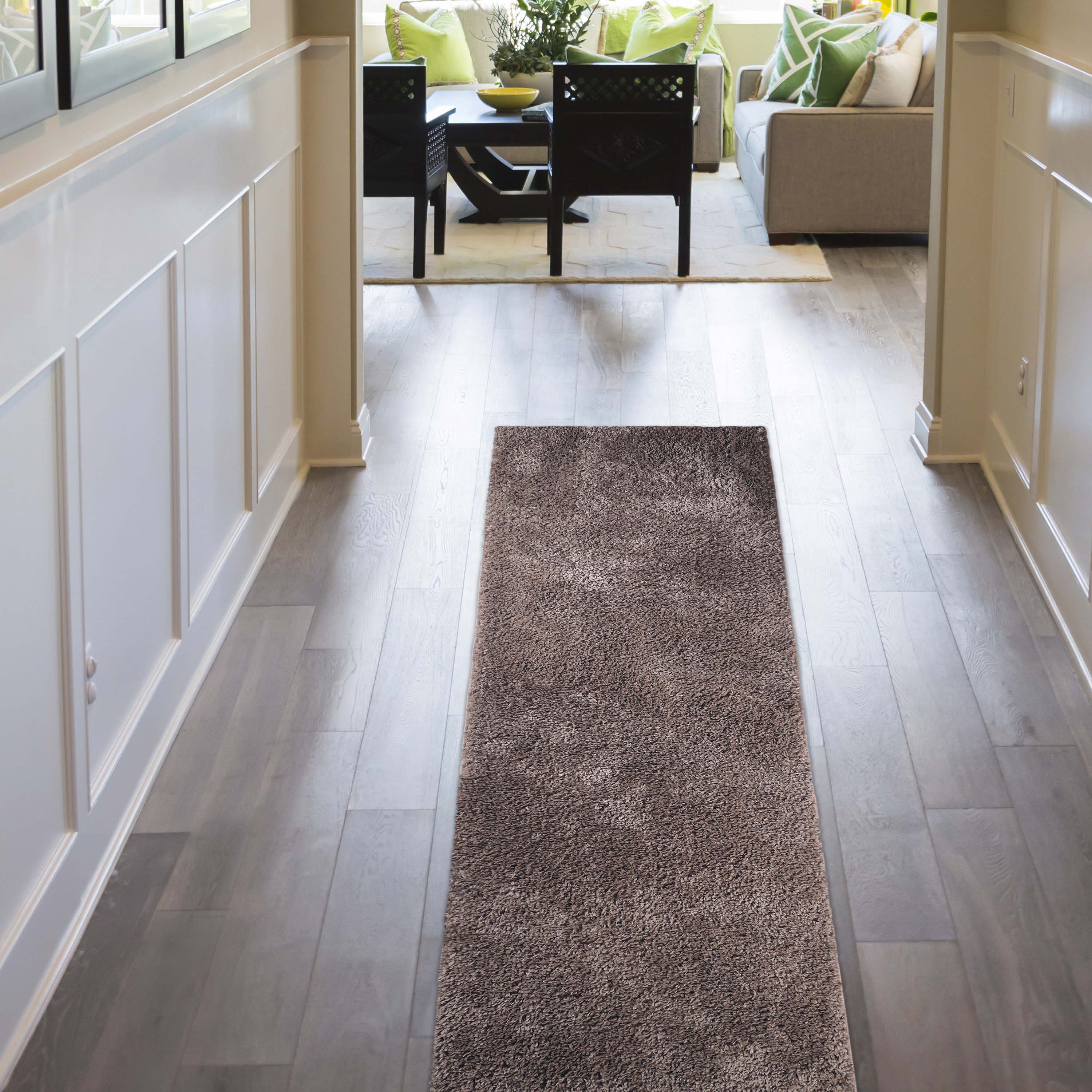 Berlin Solid Indoor Plush Shag Runner Rug - Soft Area Rug for Living Room, Bedroom, Nursery - Non-Slip Comfortable Floor Mat for Home Decor