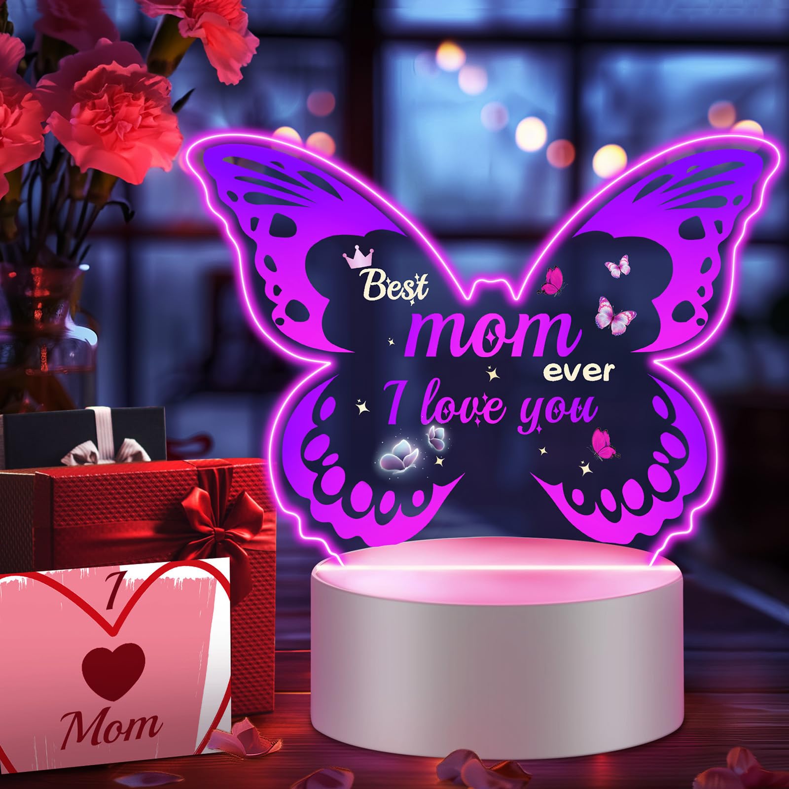 Linkax Butterfly Night Light - Thoughtful Mothers Day Gifts for Mom, Wife, Daughter, Sister, Mother-in-Law | Perfect Birthday, Easter Present from Kids | Bedroom Decor & Relaxation Lighting