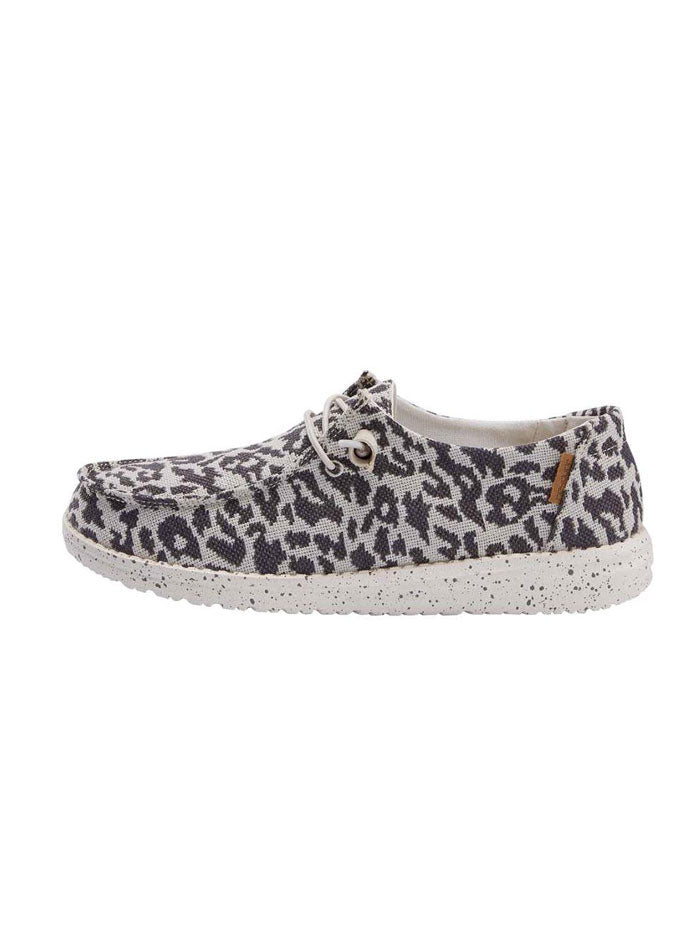 Hey Dude Women's Wendy Wooven Shoes - Cheetah Grey - Size 7 | Comfortable & Lightweight Casual Loafers for Walking, Travel & Everyday Wear