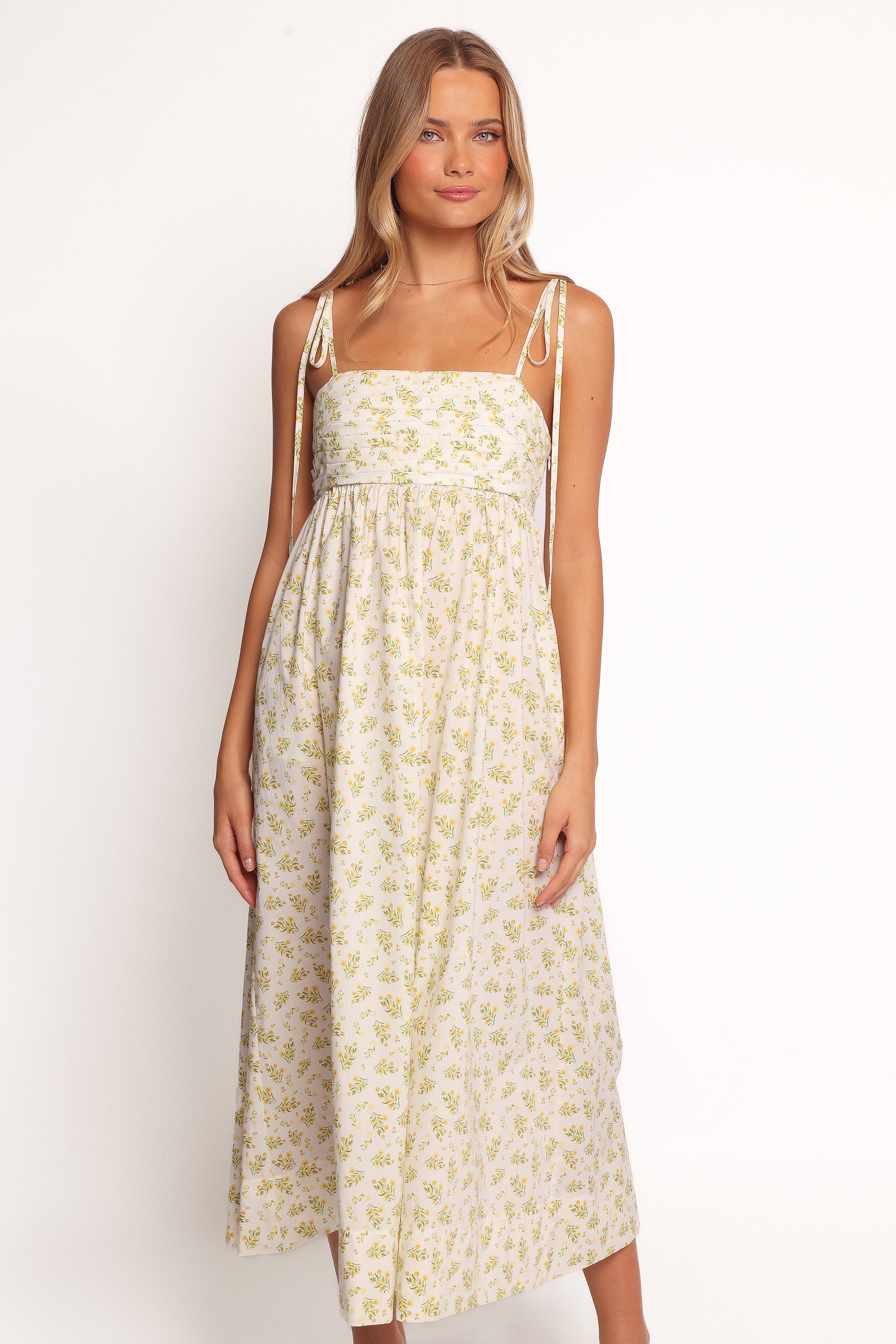 Ashtyn Women's Maxi Dress - Yellow Floral Print Summer Beach Dress for Vacation, Party & Casual Wear
