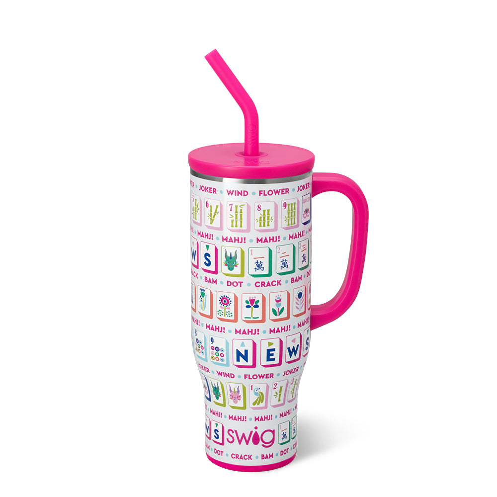 30oz Mahjong Mega Mug - Large Insulated Travel Tumbler for Coffee & Tea - Perfect for Gamers, Office Use & Outdoor Adventures