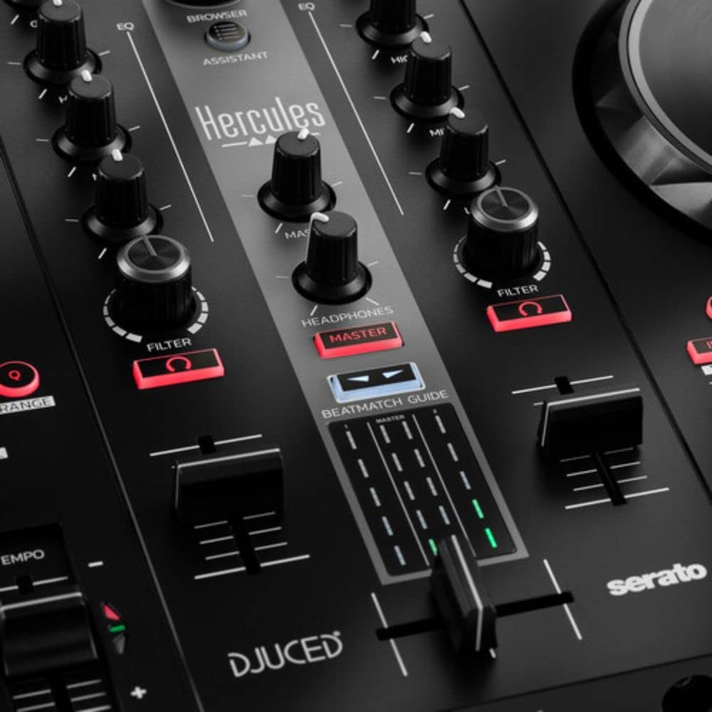 Hercules DJ Control Inpulse 300 MK2 2-Deck USB DJ Controller Bundle with HDP DJ45 Closed-Back Over-Ear Headphones & 6ft RCA Cables - Professional DJ Setup for Home Studios, Clubs & Live Performances