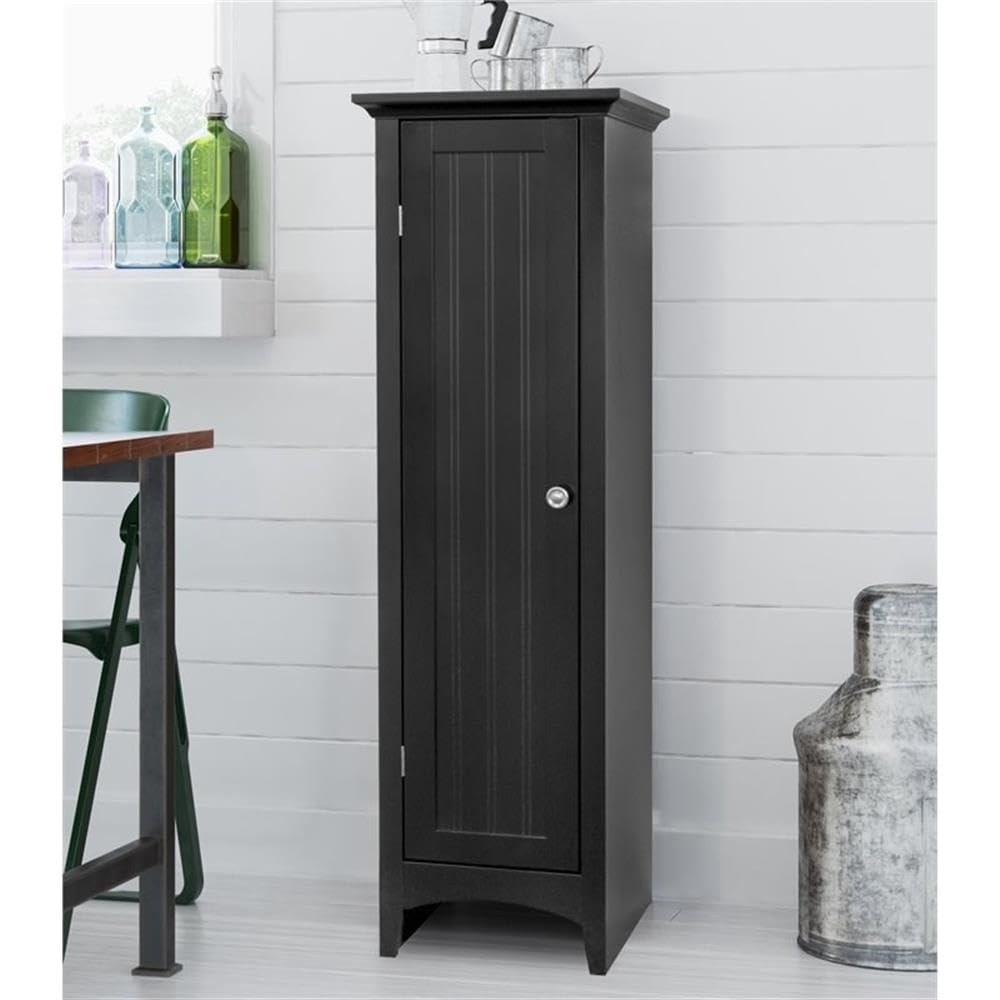 Classic American Black Kitchen Storage Pantry Cabinet with One Door - Perfect for Home, Office, and Restaurant Organization