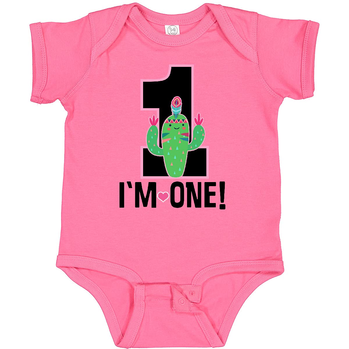 Inktastic 1st Birthday Cactus Baby Bodysuit - Adorable Cactus Design for Girls 1 Year Old - Perfect for Birthday Parties, Photo Shoots & Special Occasions